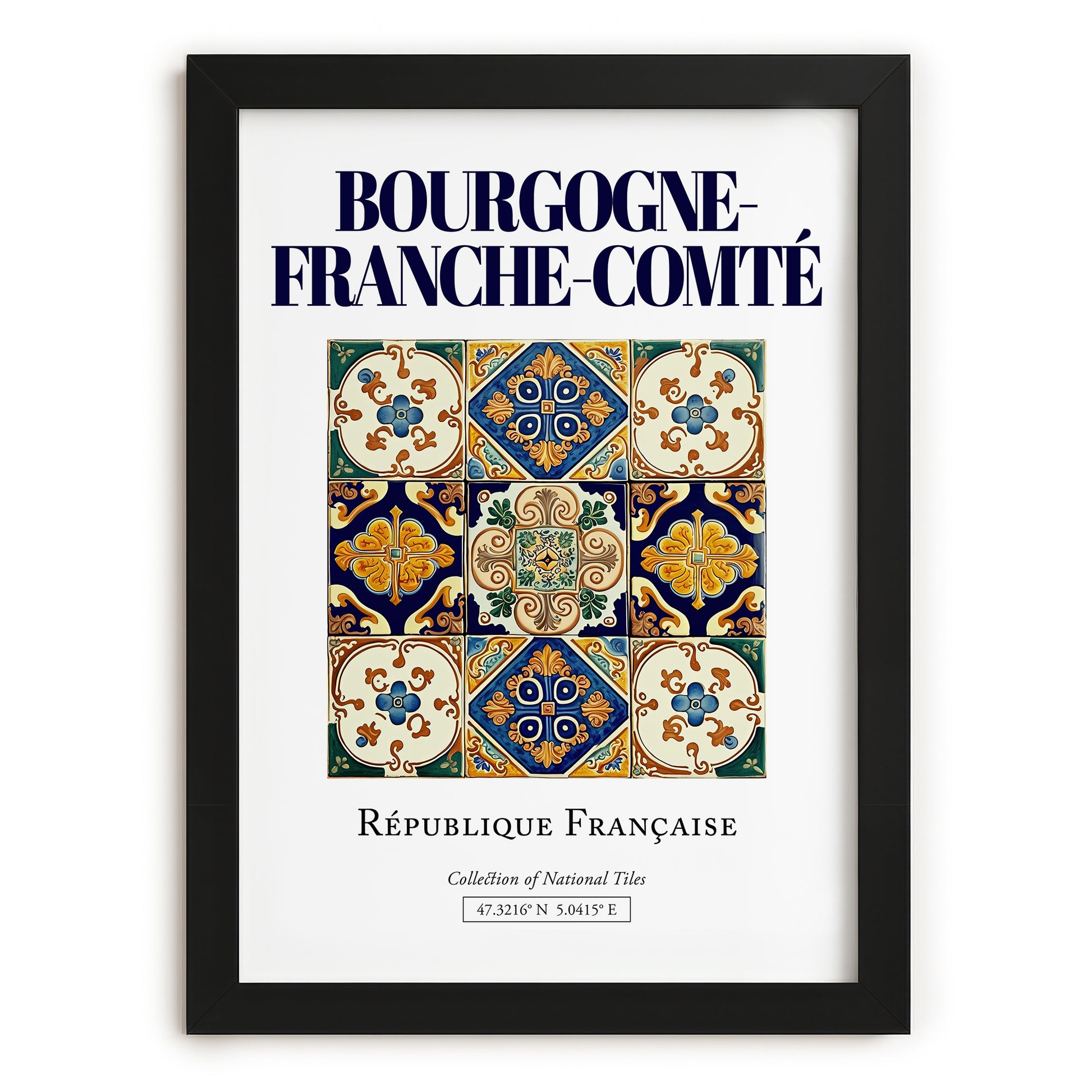 Bourgogne-Franche-Comté, France – Historic Cities Art Print, in sleek black frame