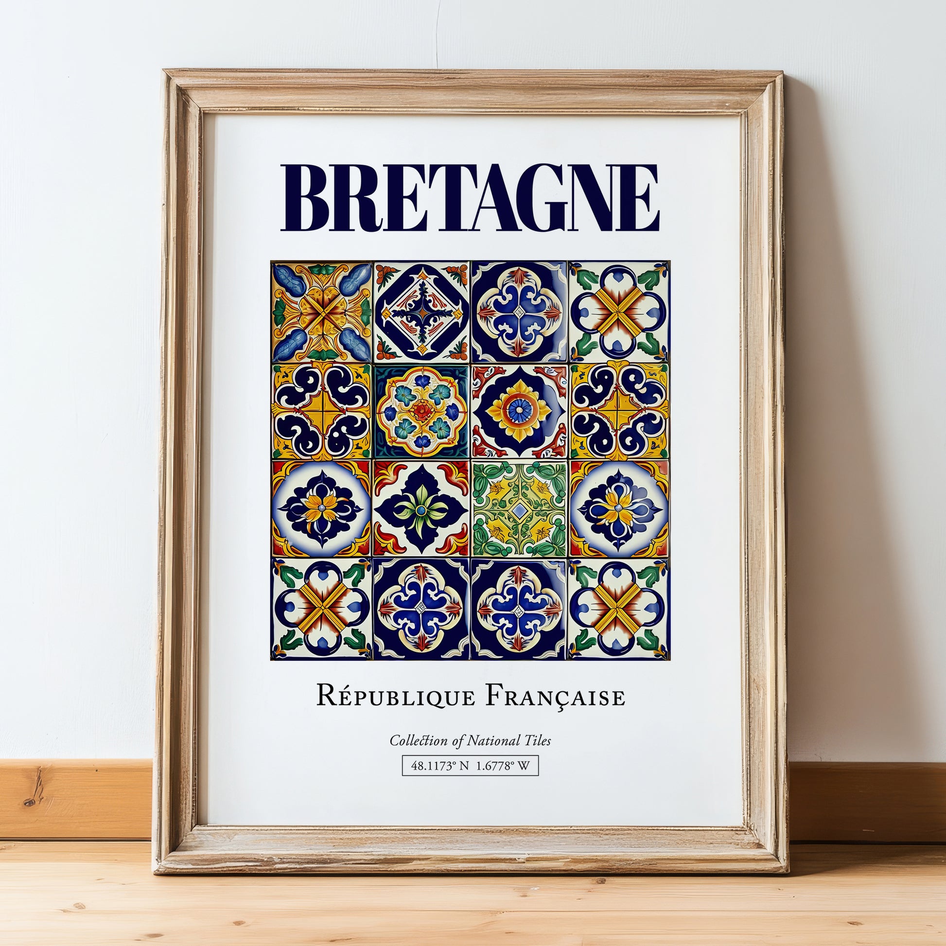 Bretagne, France – Travel Print, in wooden frame leaning on the floor