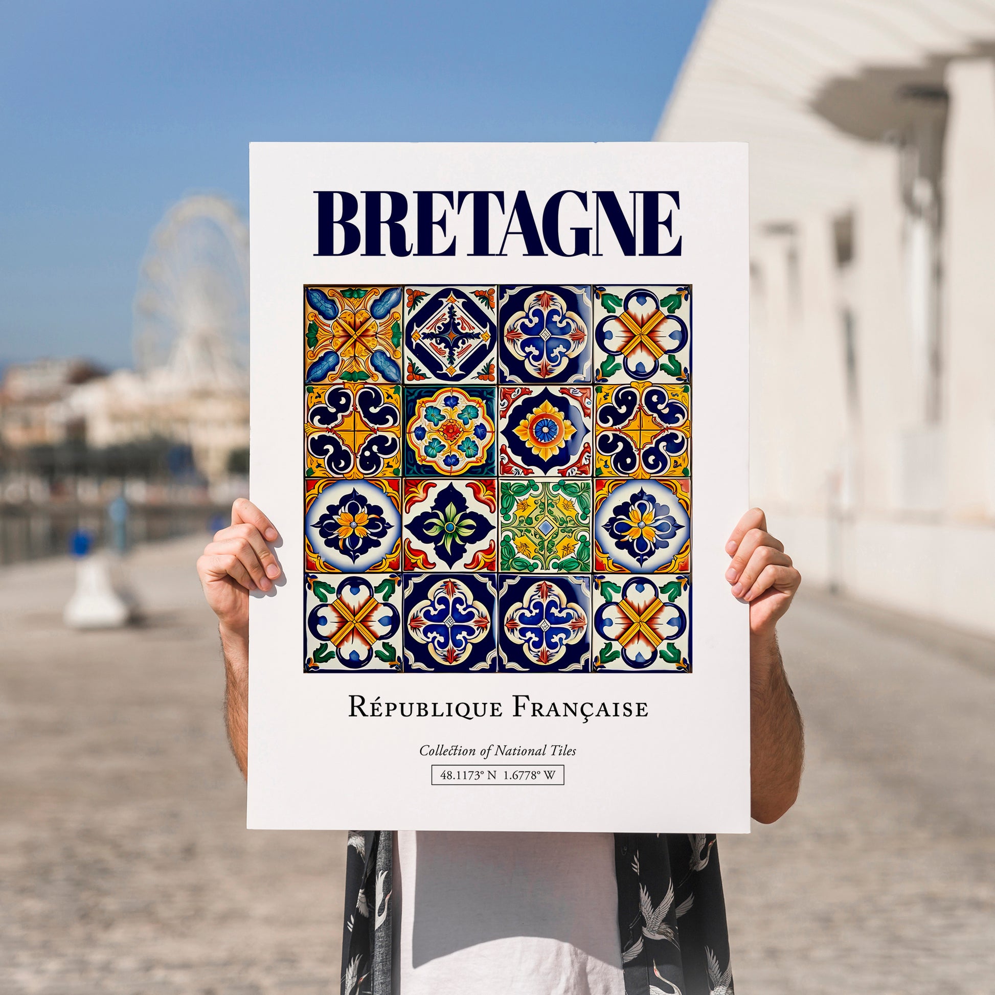 Bretagne, France – Travel Print, no-text version framed in wood