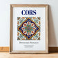 Cors, France – World Heritage Travel Poster, in wooden frame leaning on the floor