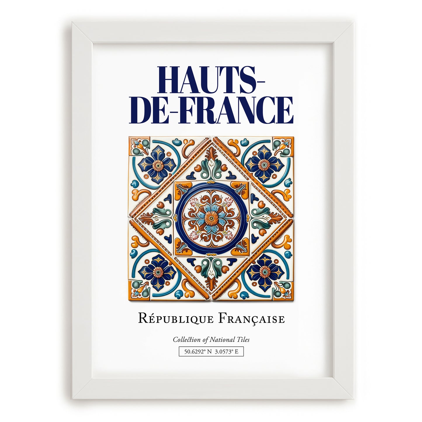 Hauts-de-France, France – Travel Poster, placed in minimal white frame