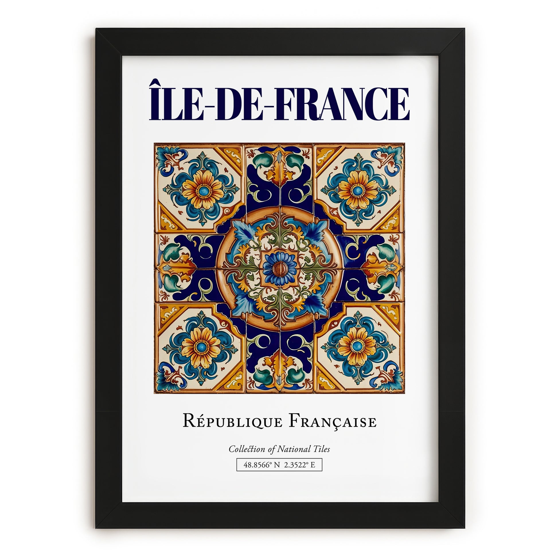 Île-de-France, France – World Heritage Travel Poster, in sleek black frame