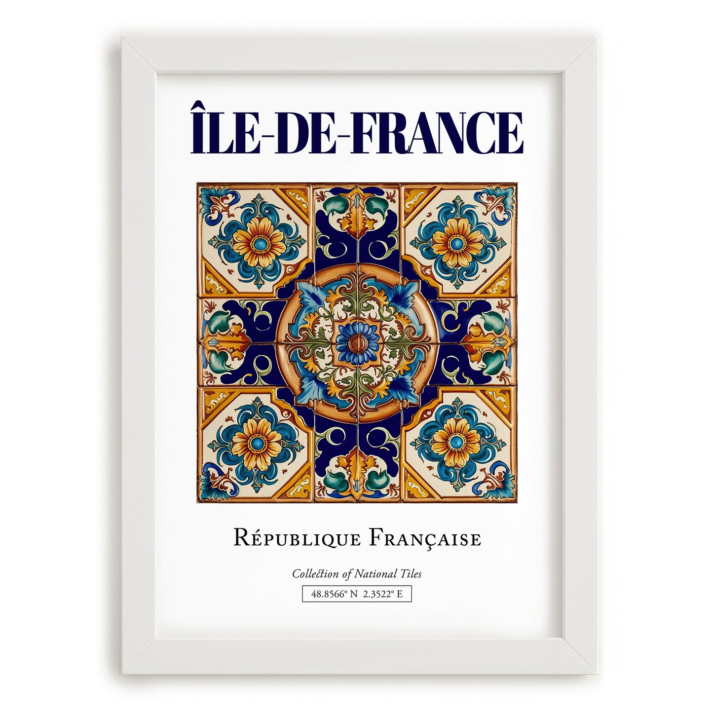 Île-de-France, France – World Heritage Travel Poster, placed in minimal white frame