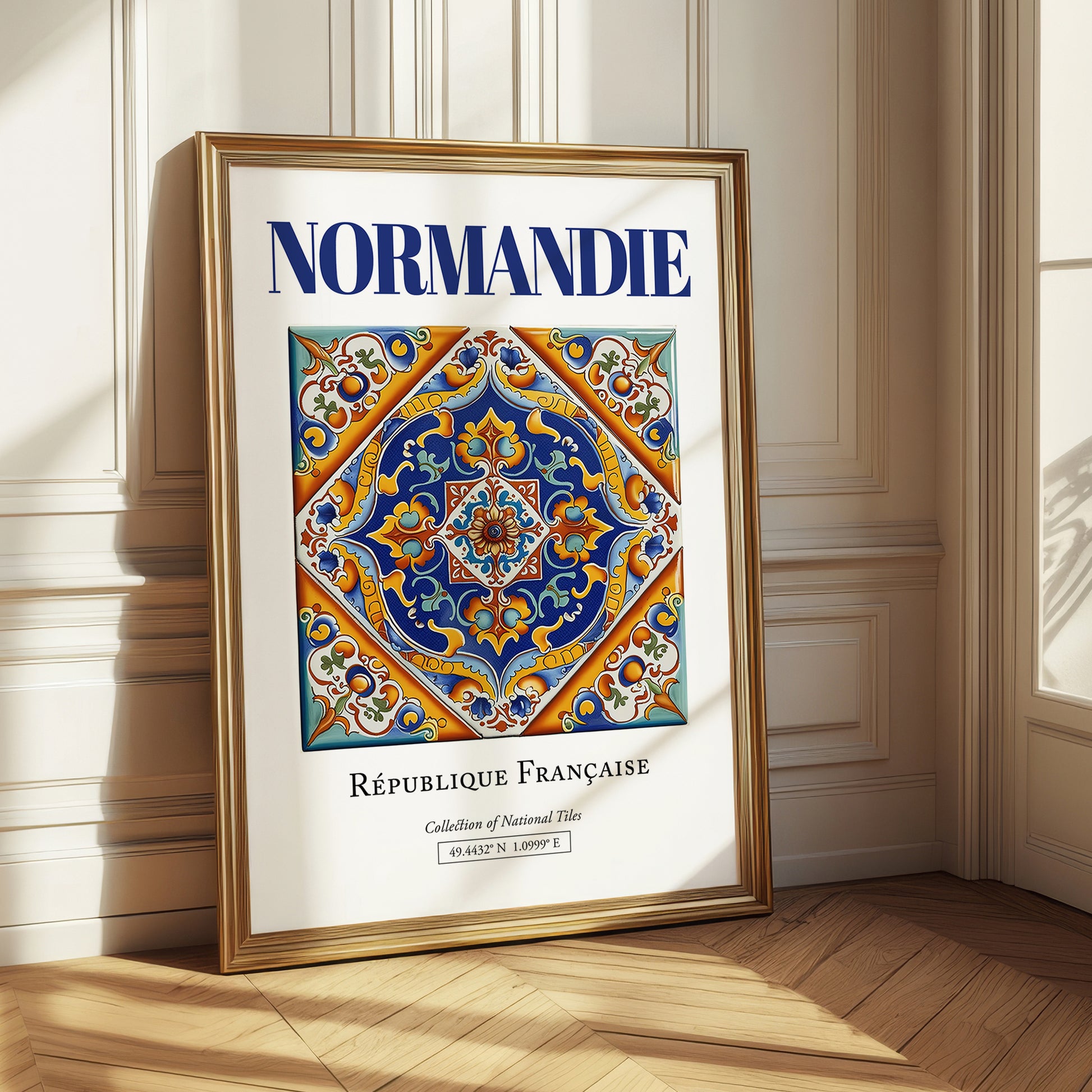 Normandie, France – Travel Print, styled in a charming Paris street view