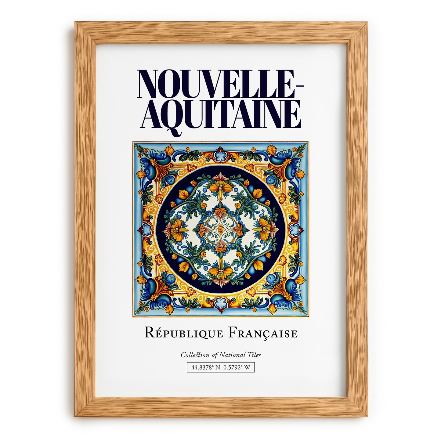 Nouvelle-Aquitaine, France – Travel Poster, set in oak frame