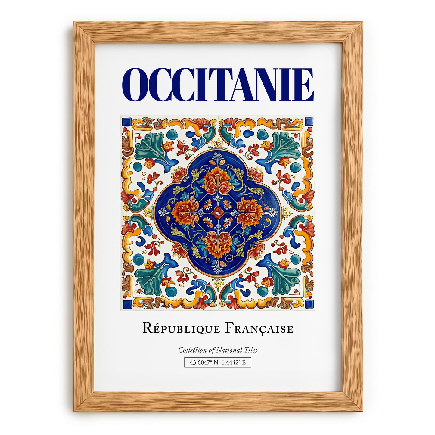 Occitanie, France – Architectural Travel Art, set in oak frame
