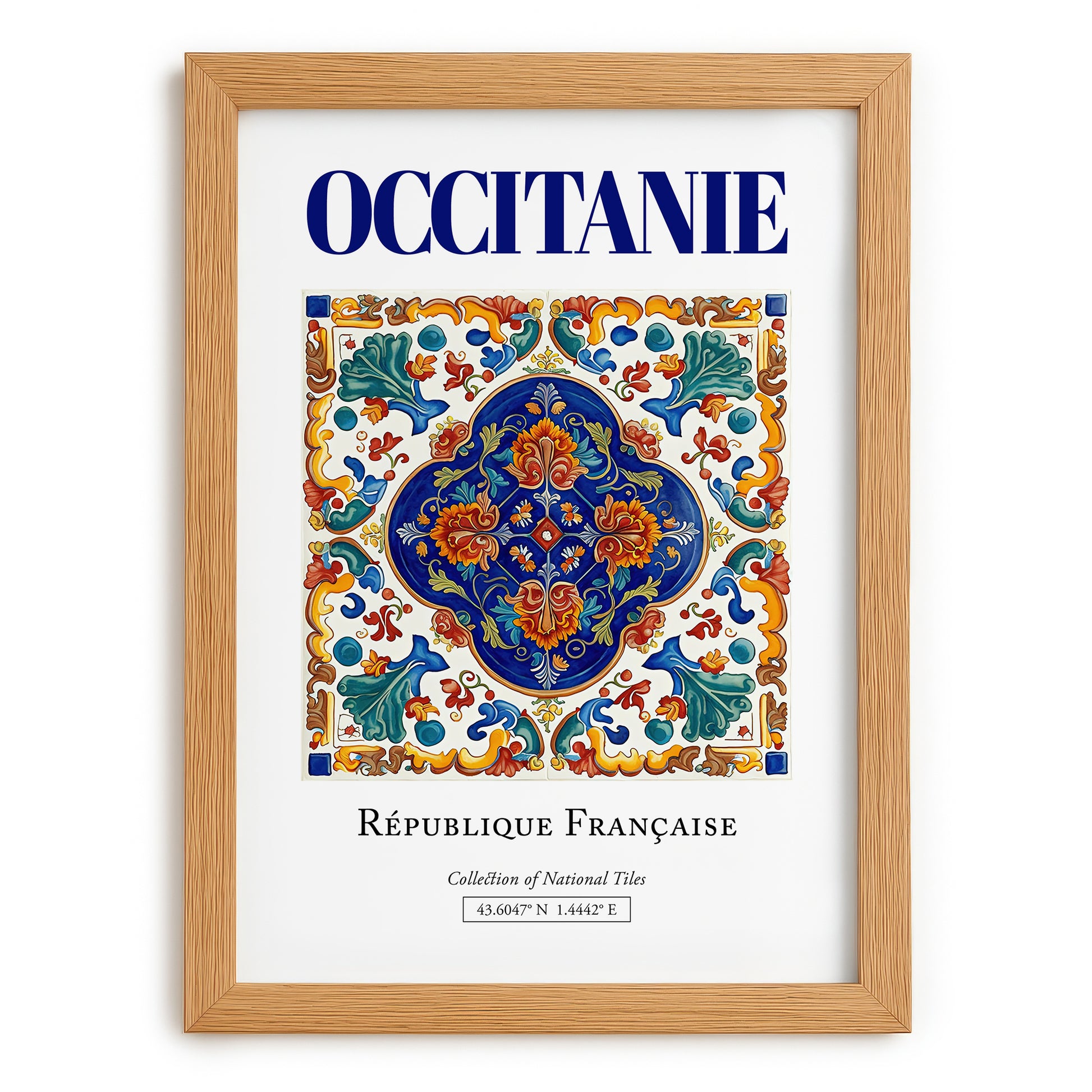 Occitanie, France – Architectural Travel Art, set in oak frame
