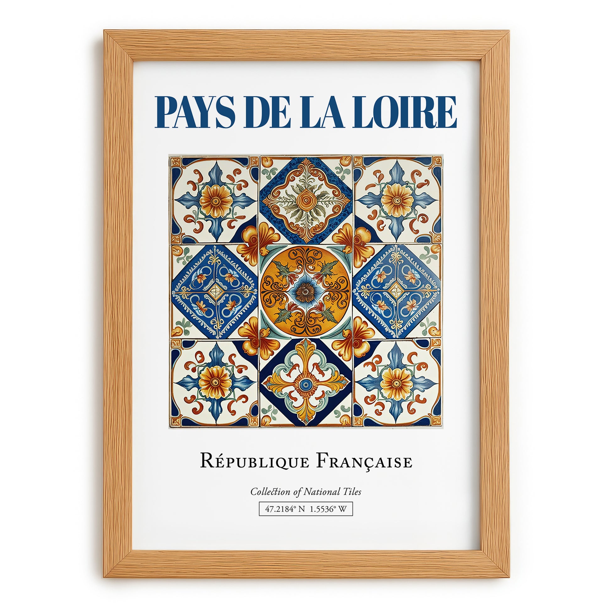 Pays de la Loire, France – Travel Poster, set in oak frame