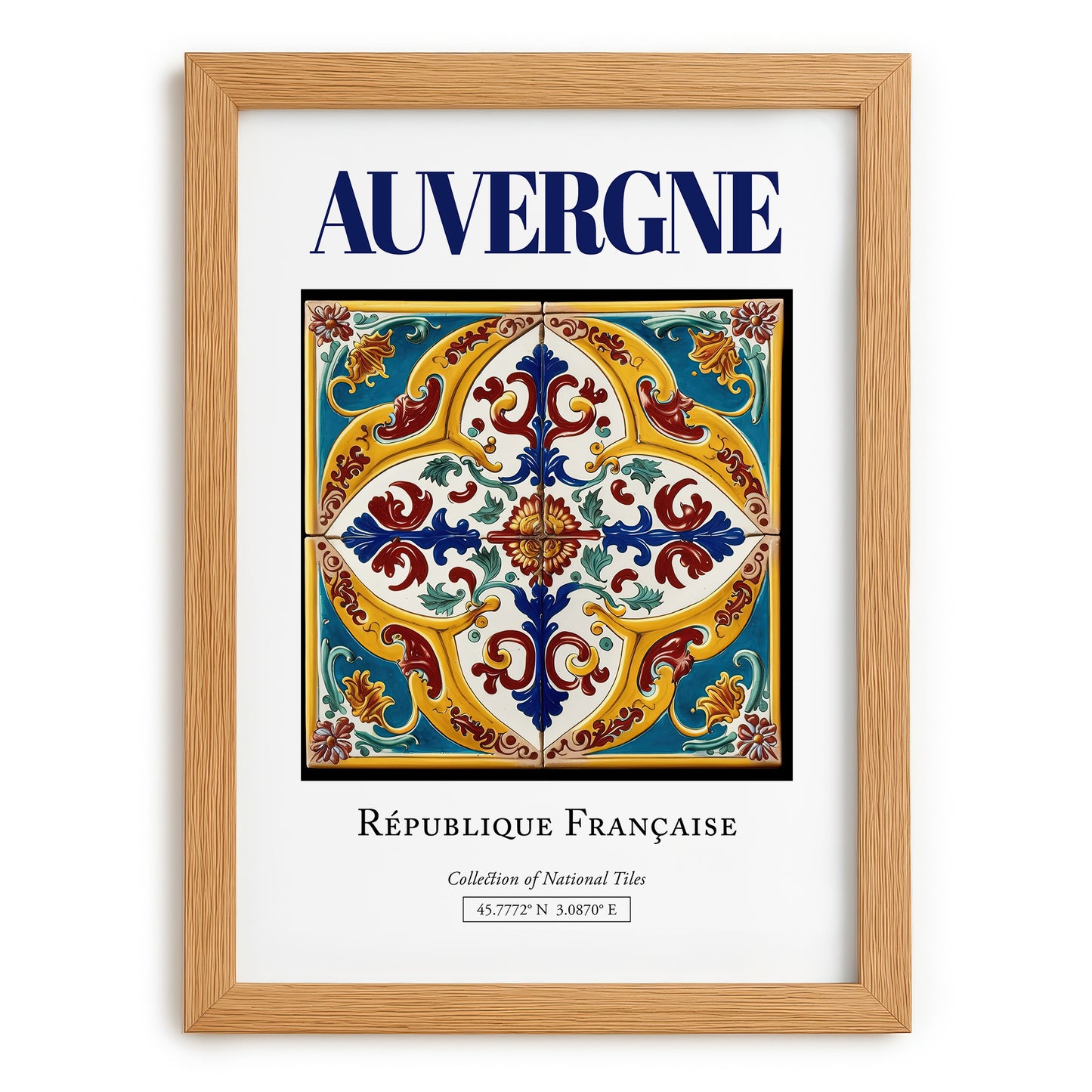 Auvergne, France – Travel Poster, set in oak frame