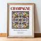 Champagne, France – Travel Poster, in wooden frame leaning on the floor