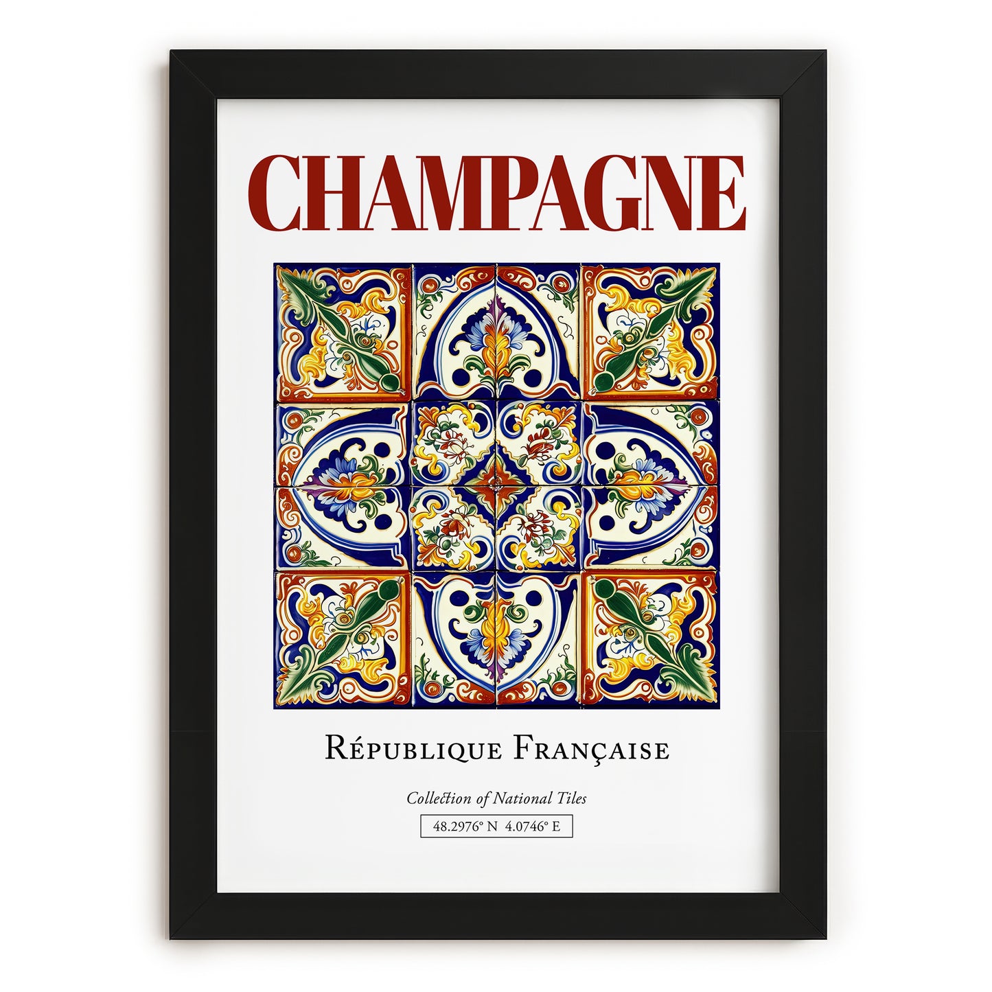 Champagne, France – Travel Poster, in sleek black frame