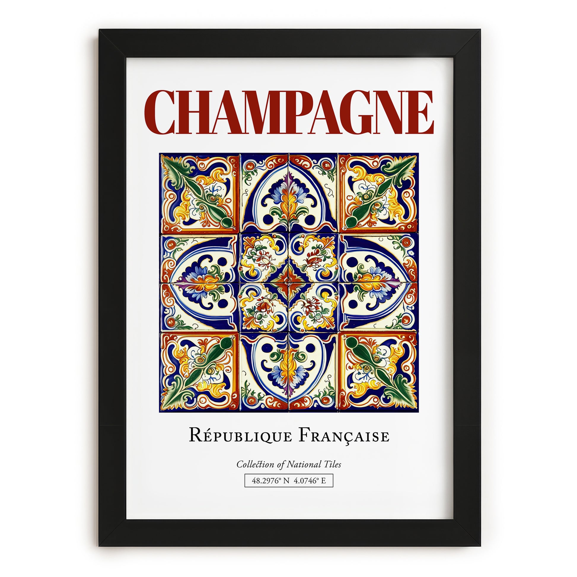 Champagne, France – Travel Poster, in sleek black frame