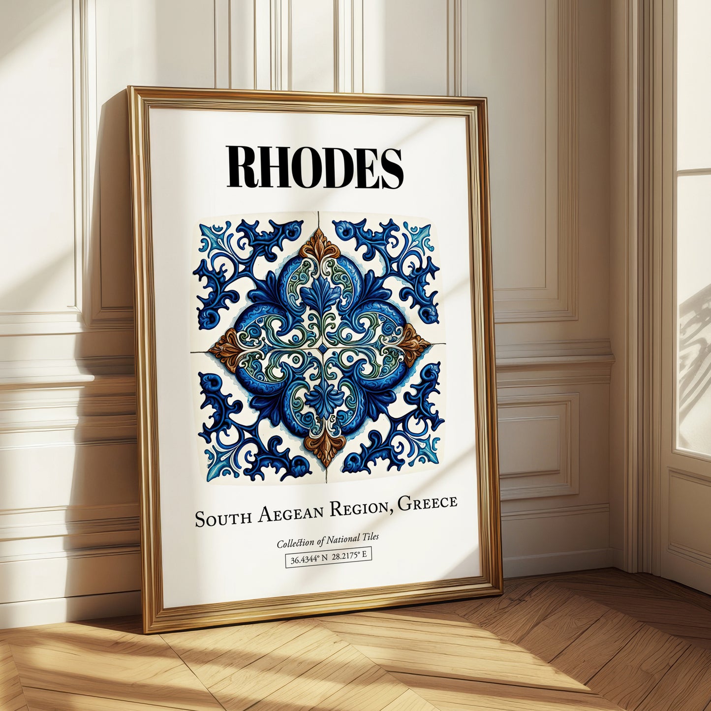 Rhodes, Greece – World Heritage Travel Poster, styled in a charming Paris street view