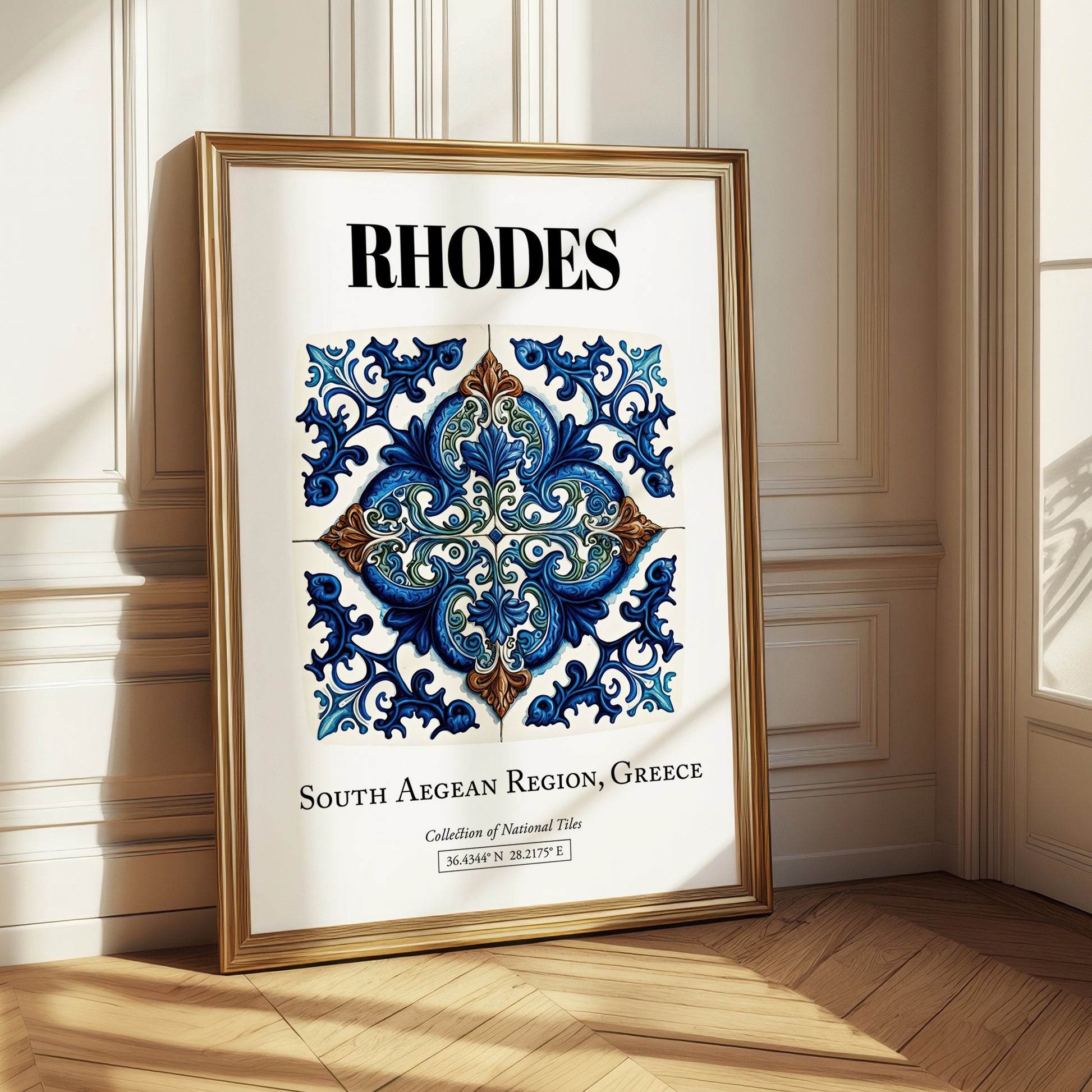 Rhodes, Greece – World Heritage Travel Poster, styled in a charming Paris street view