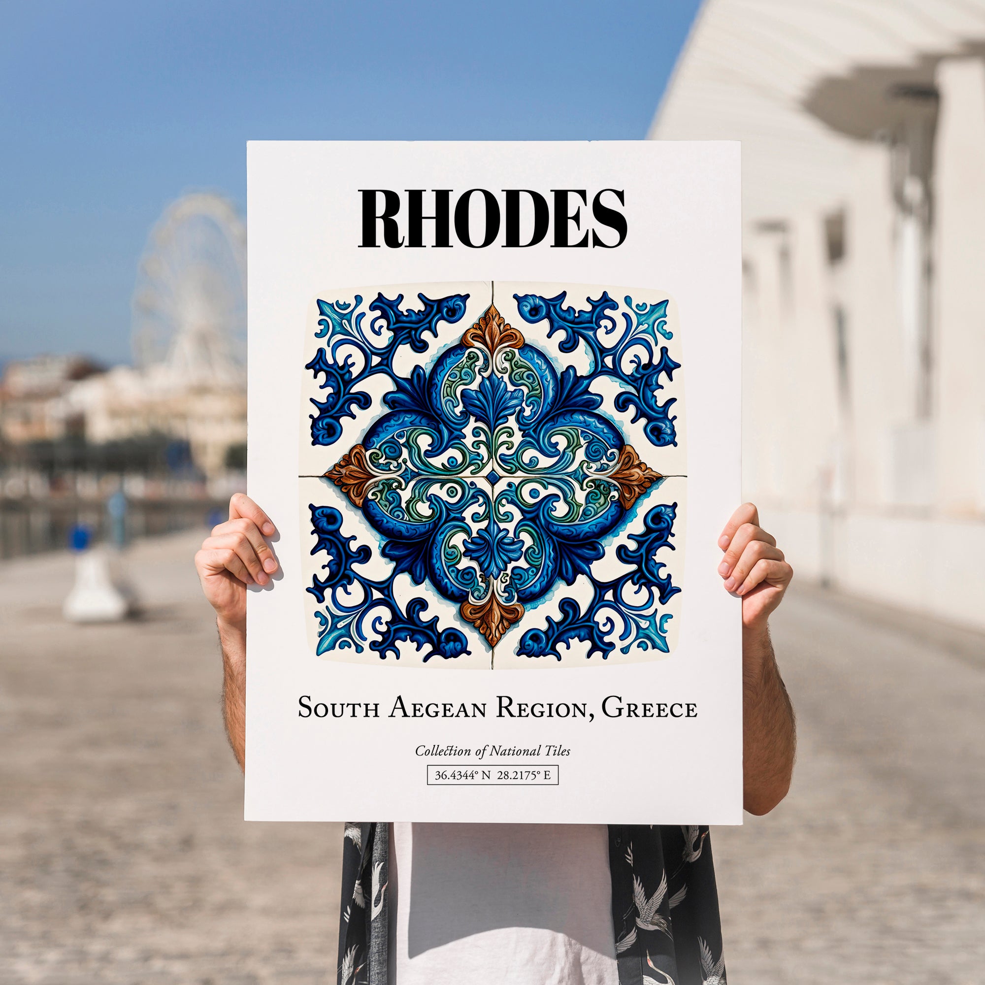 Rhodes, Greece – World Heritage Travel Poster, no-text version framed in wood