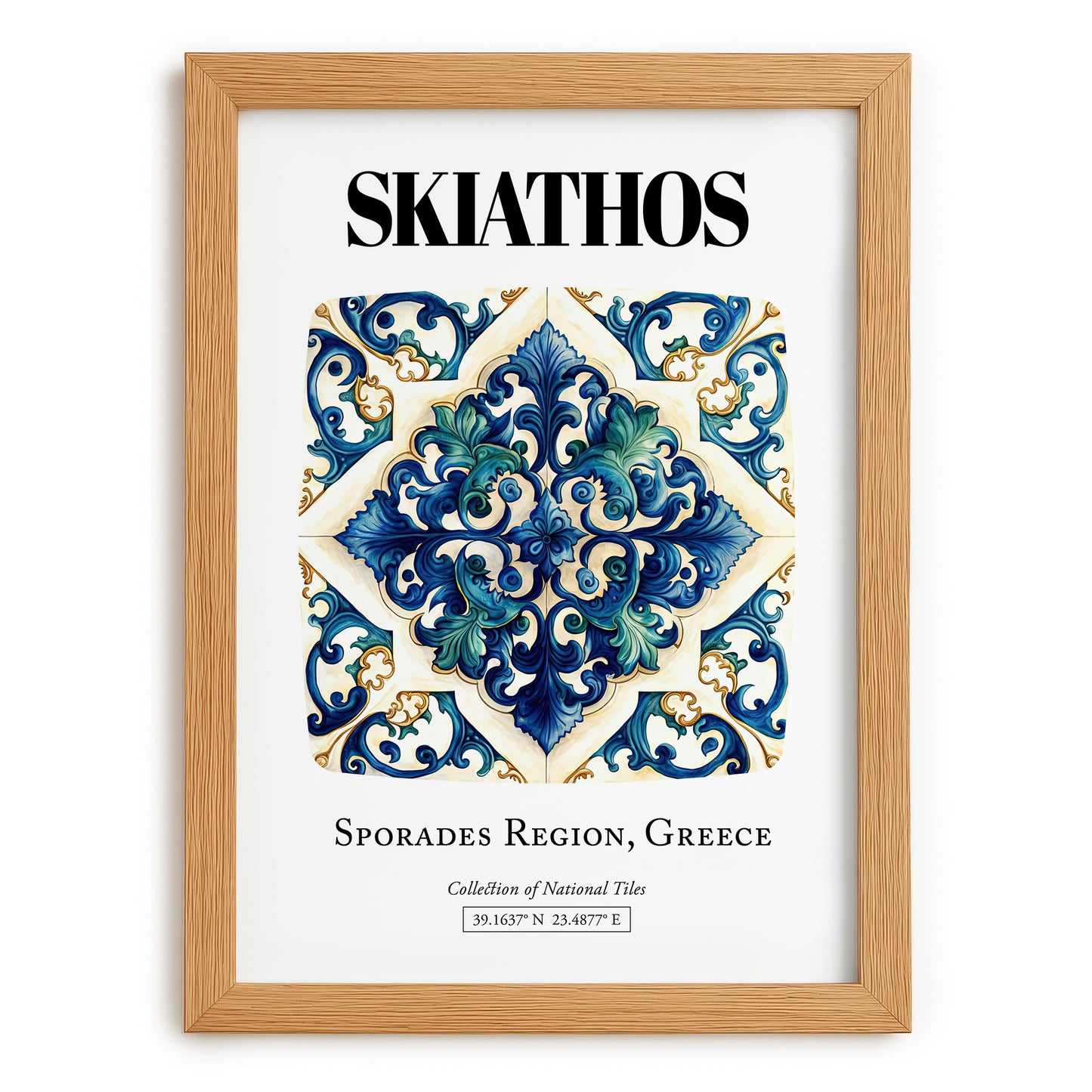 Skiathos, Greece – World Travel Art, set in oak frame