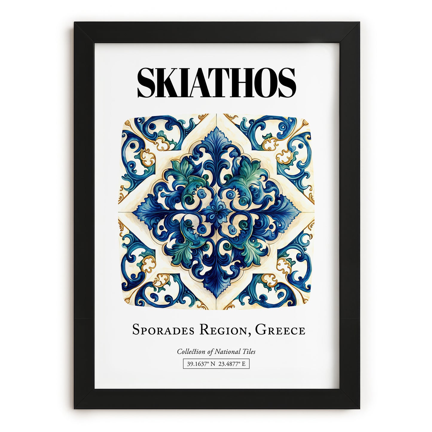 Skiathos, Greece – World Travel Art, in sleek black frame