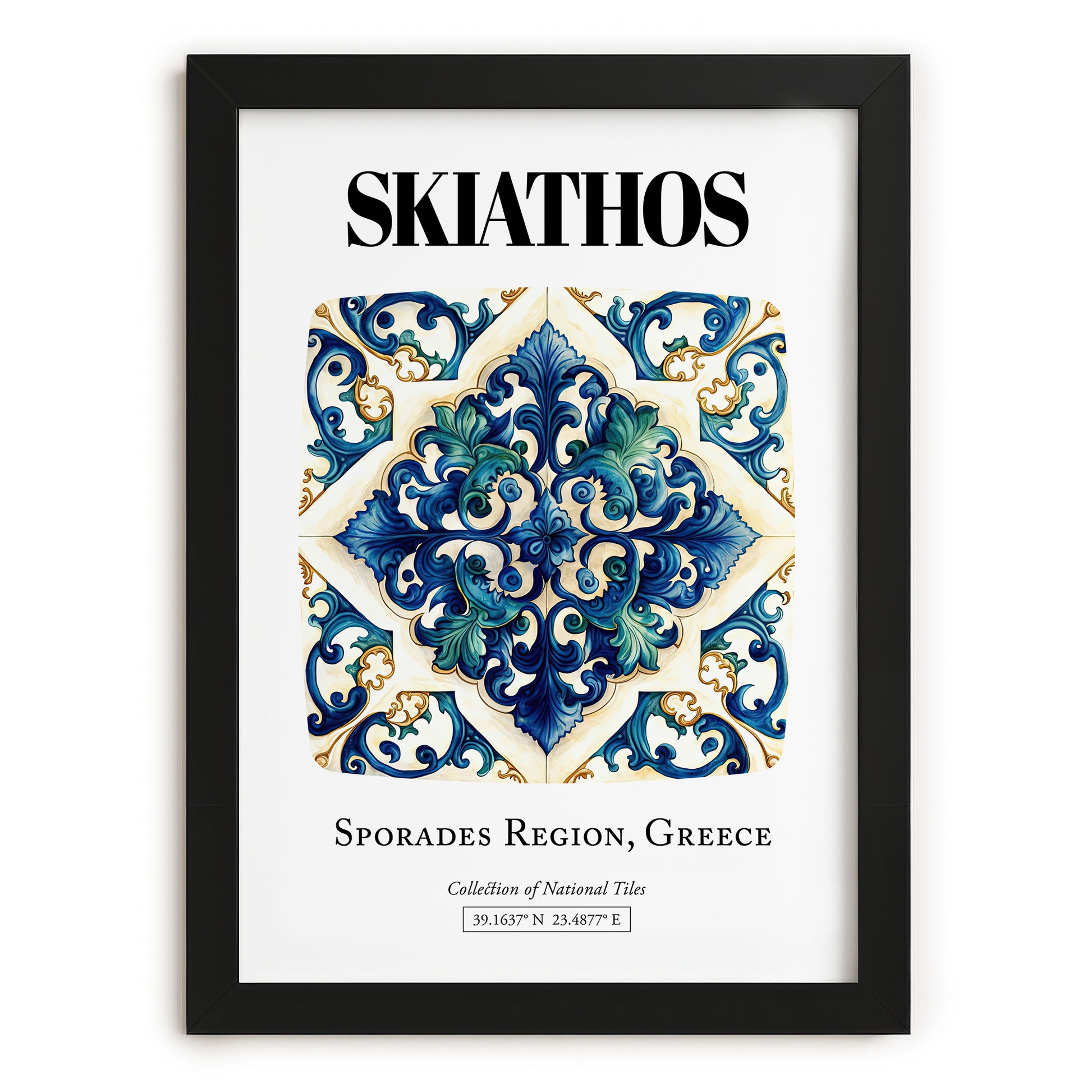 Skiathos, Greece – World Travel Art, in sleek black frame