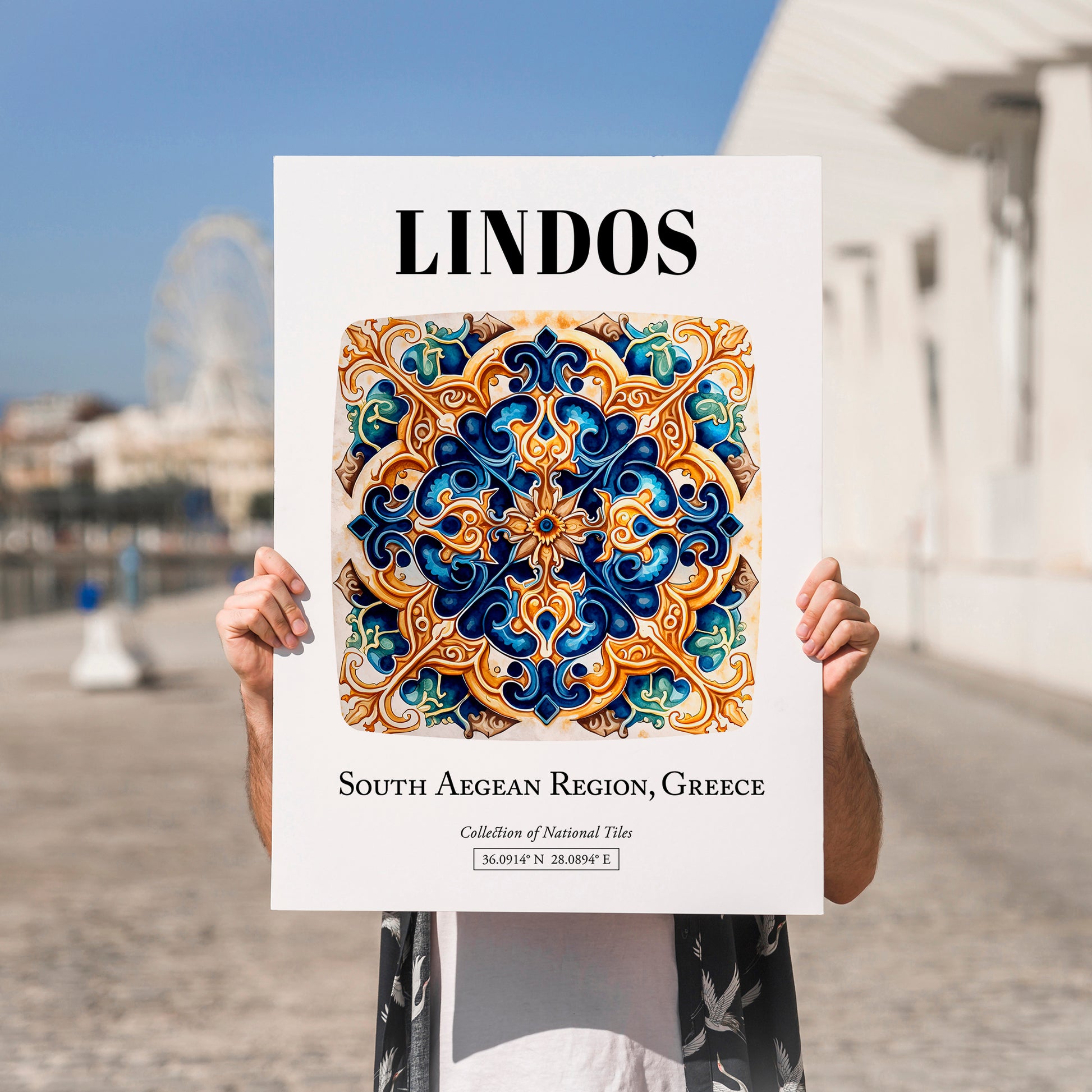 Lindos, Greece – Travel Wall Decor, no-text version framed in wood