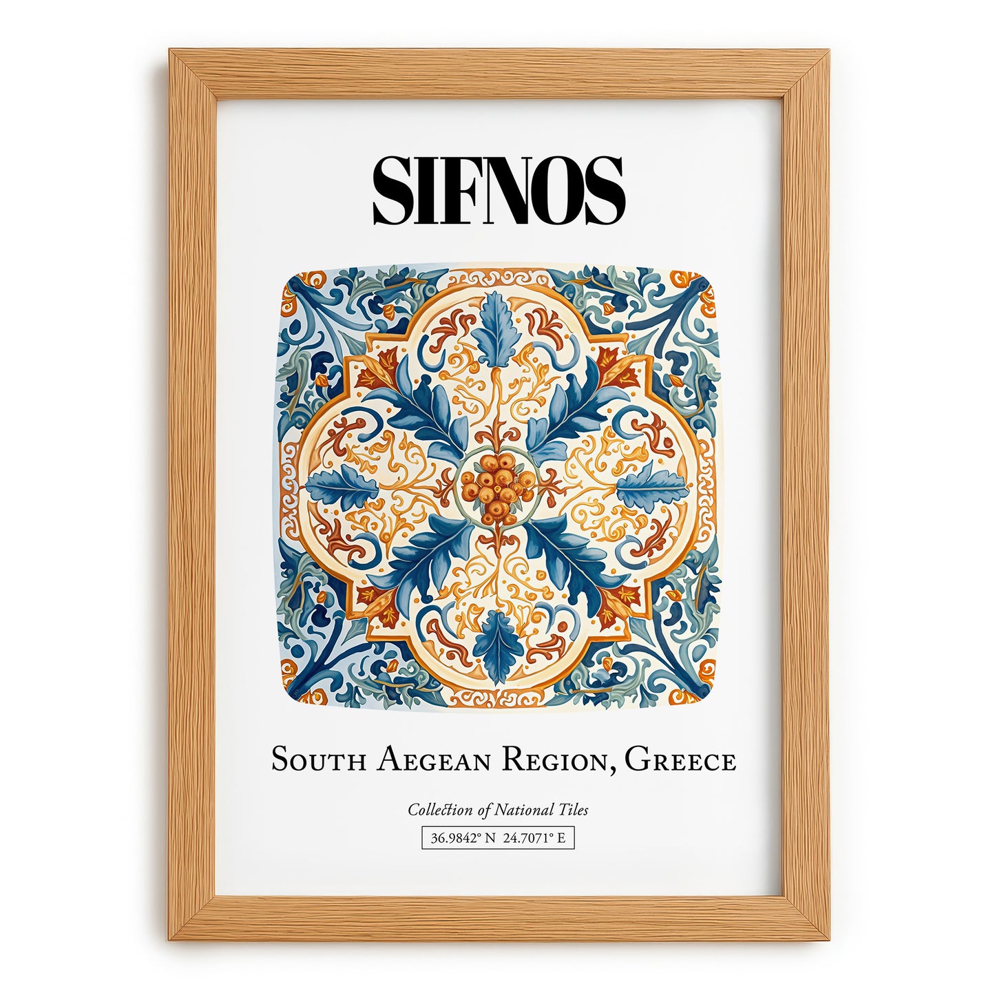Sifnos, Greece – Travel Print, set in oak frame