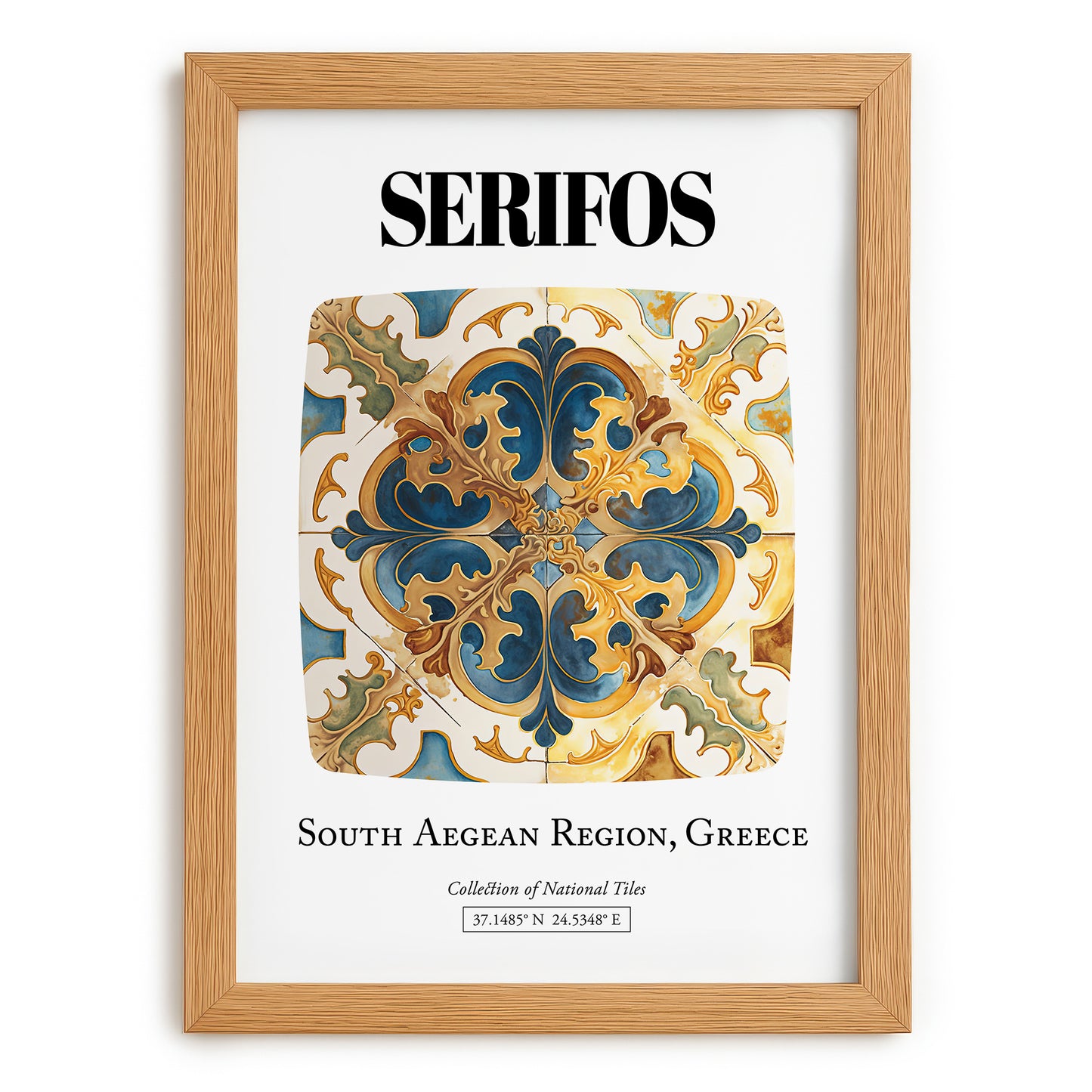 Serifos, Greece – Travel Print, set in oak frame