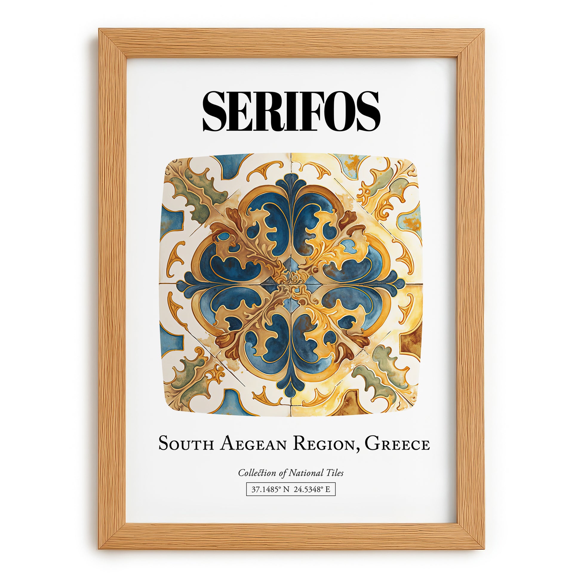 Serifos, Greece – Travel Print, set in oak frame