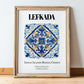 Lefkada, Greece – Travel Poster, in wooden frame leaning on the floor