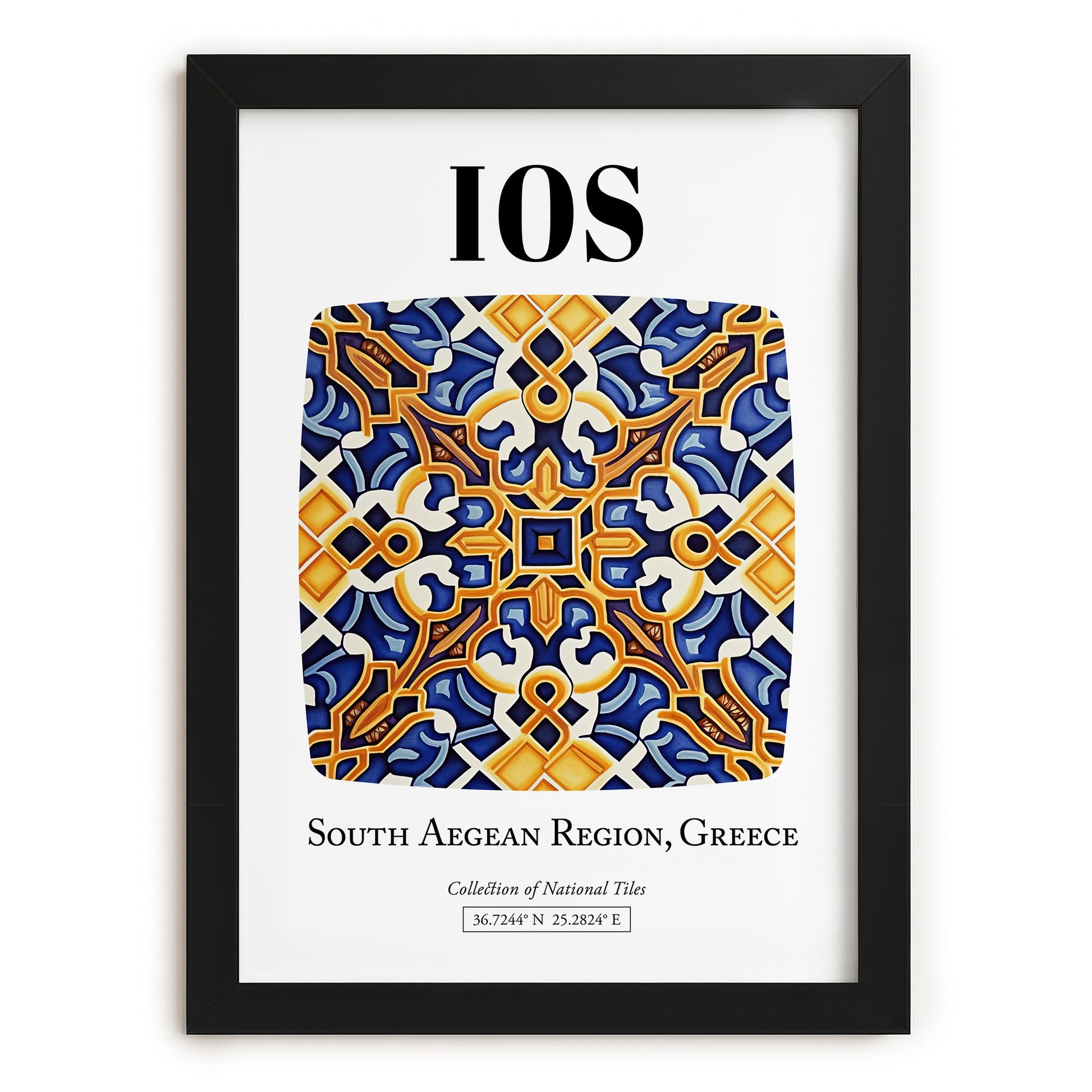 Ios, Greece – Travel Poster, in sleek black frame