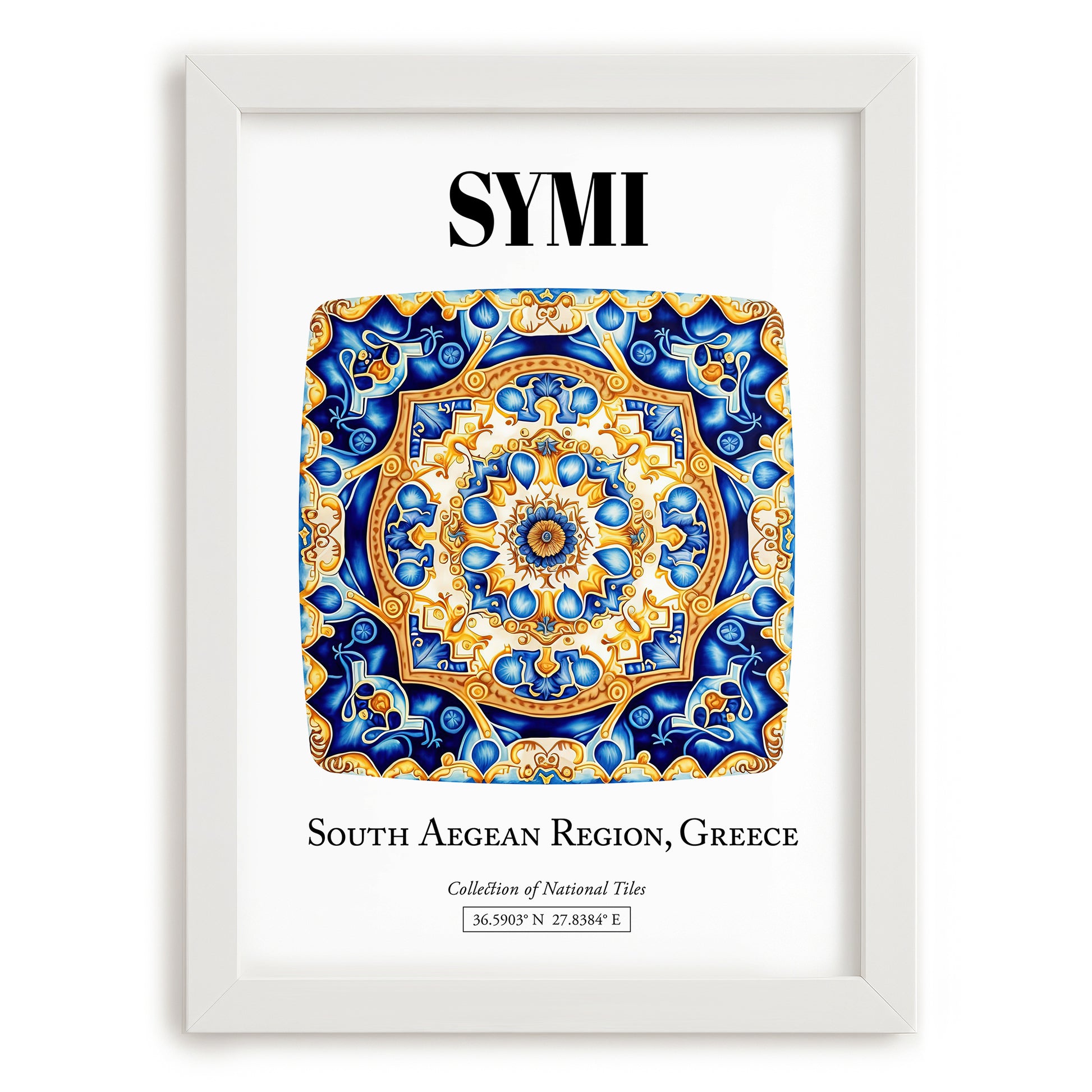 Symi, Greece – Global Wall Art, placed in minimal white frame