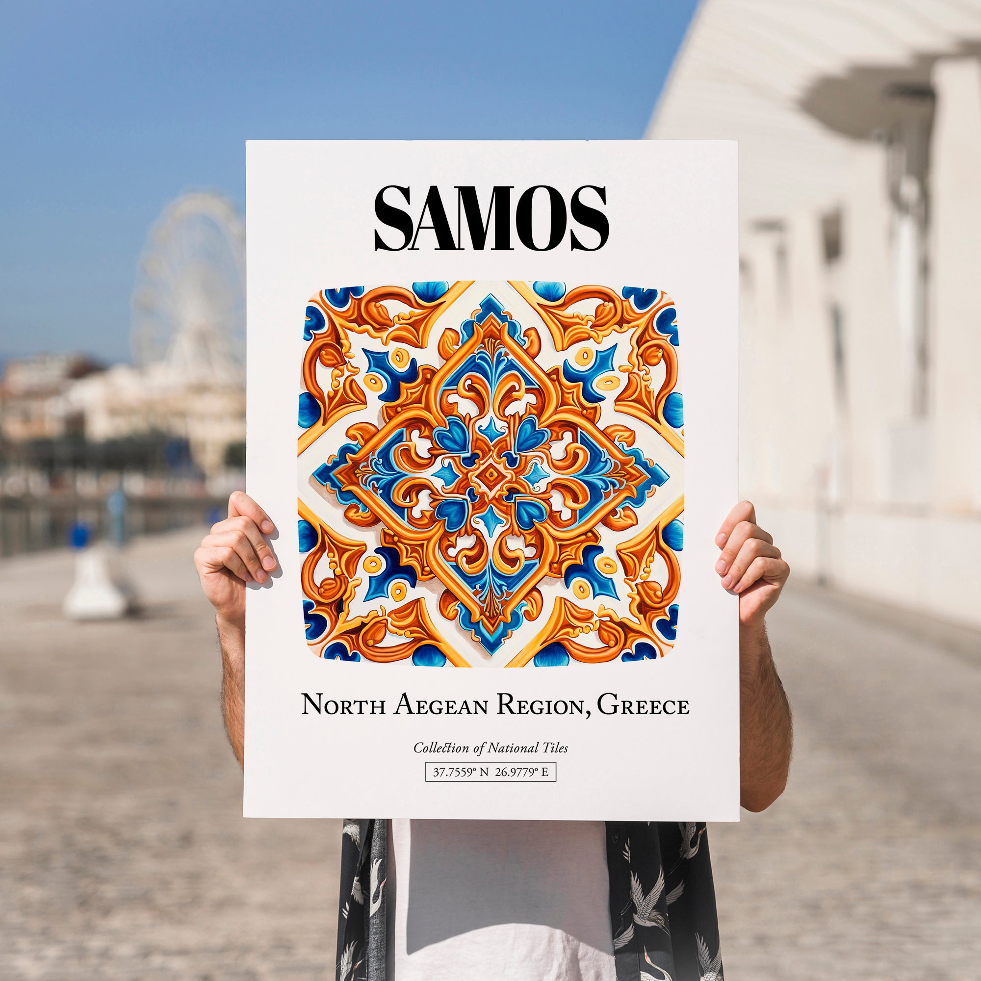 Samos, Greece – Country Culture Poster, no-text version framed in wood