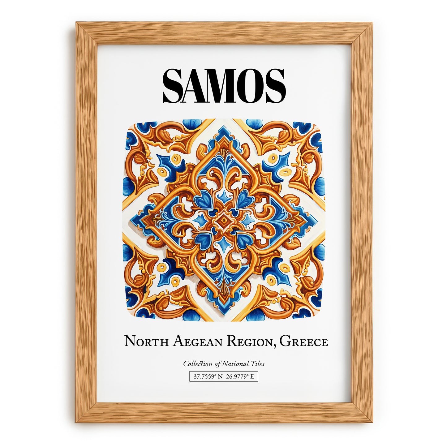Samos, Greece – Country Culture Poster, set in oak frame