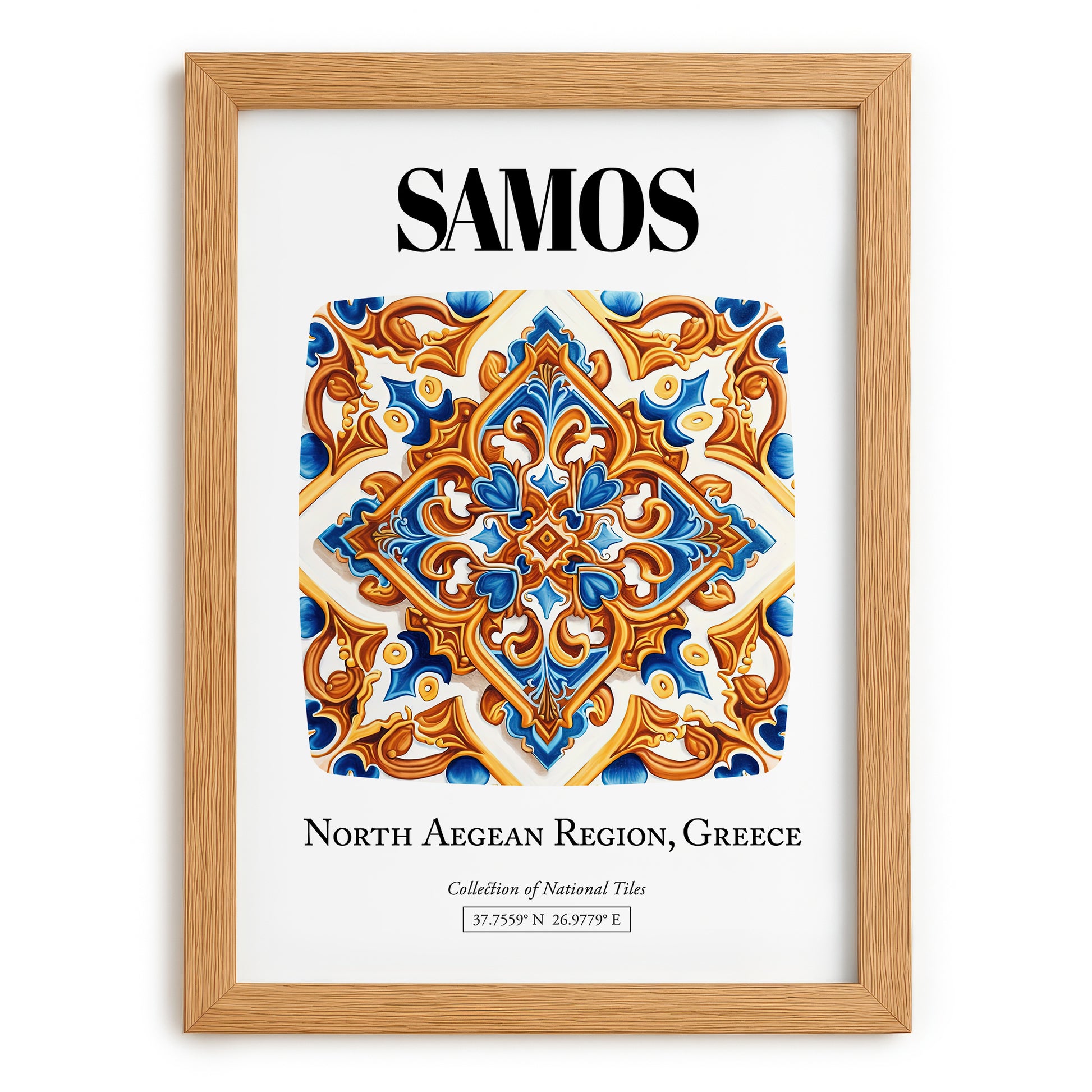 Samos, Greece – Country Culture Poster, set in oak frame