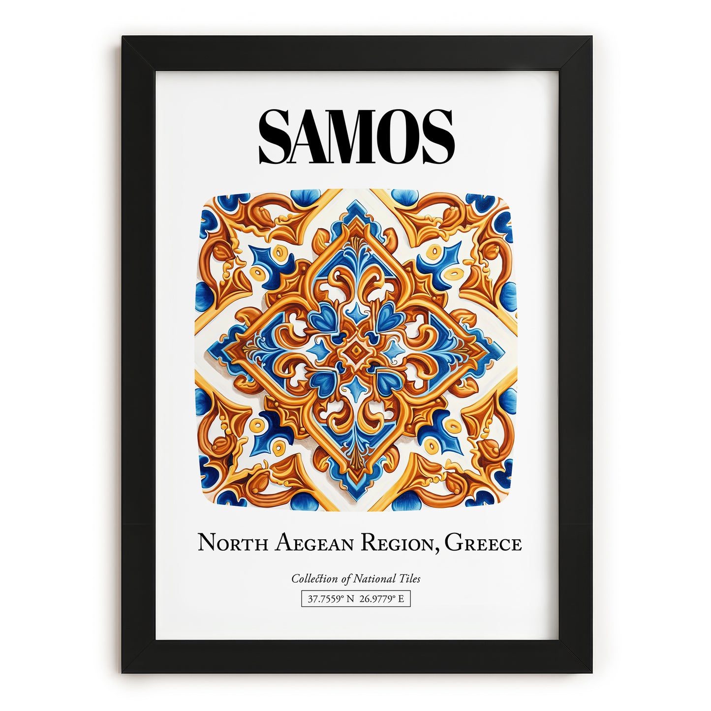 Samos, Greece – Country Culture Poster, in sleek black frame