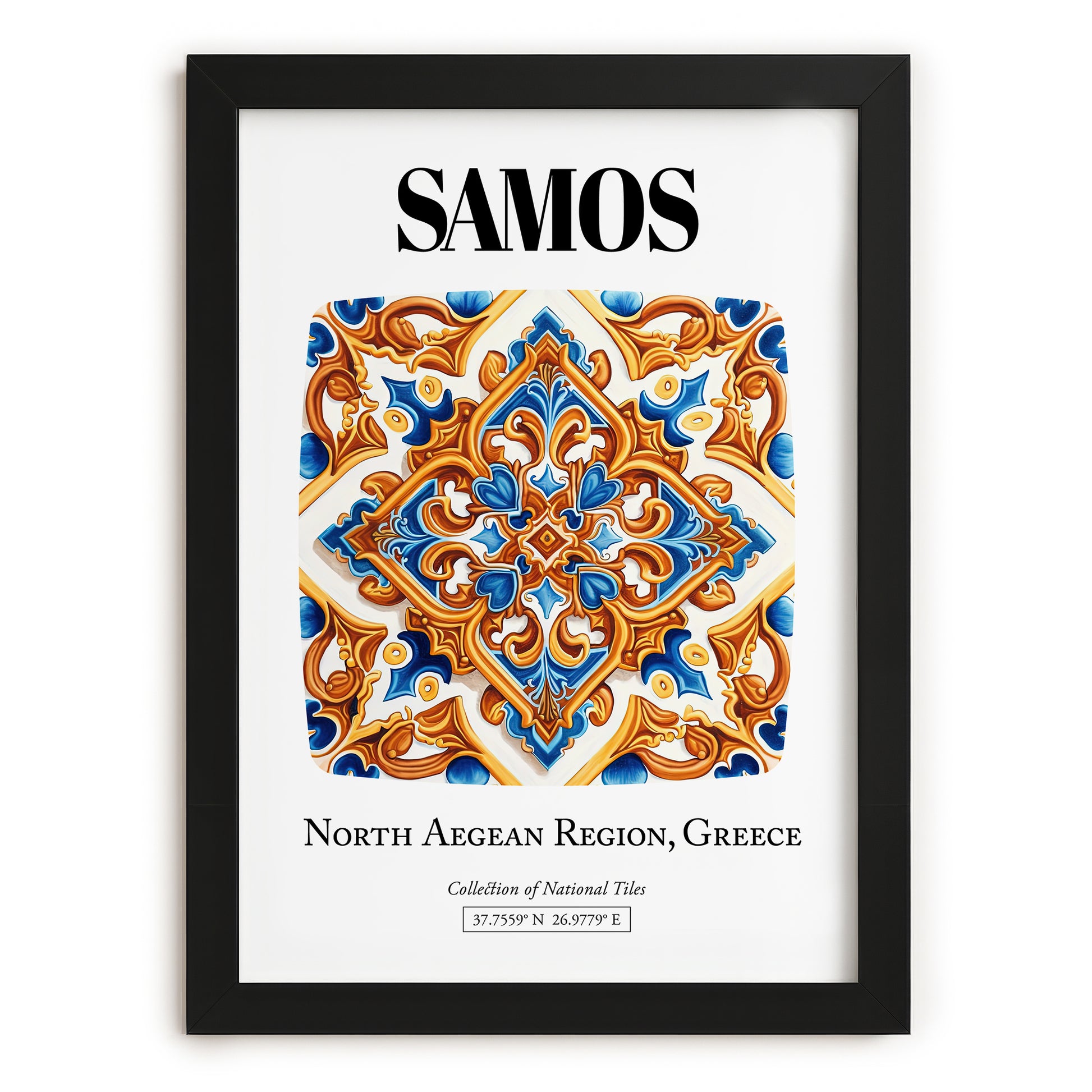 Samos, Greece – Country Culture Poster, in sleek black frame
