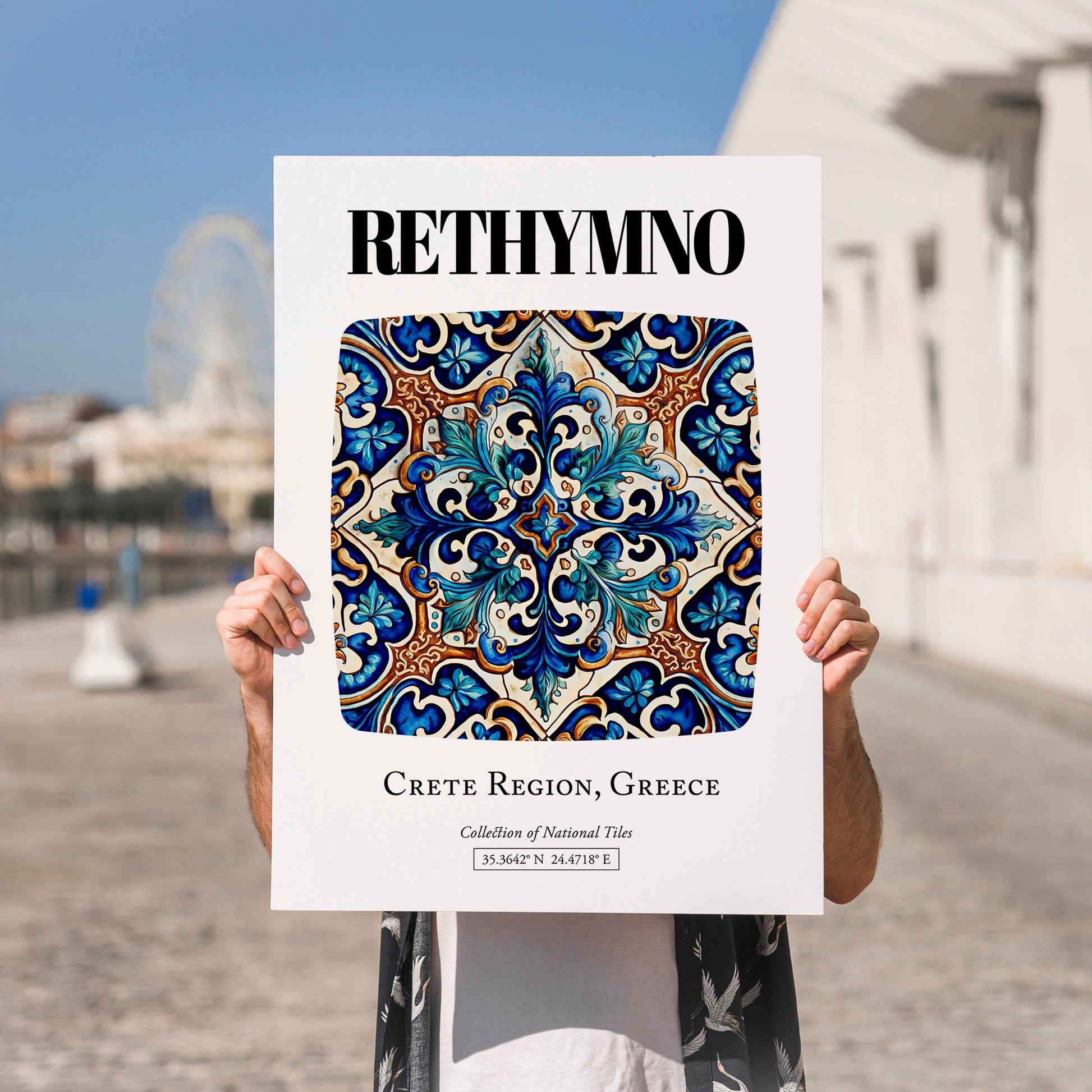 Rethymno, Greece – Travel Poster, no-text version framed in wood