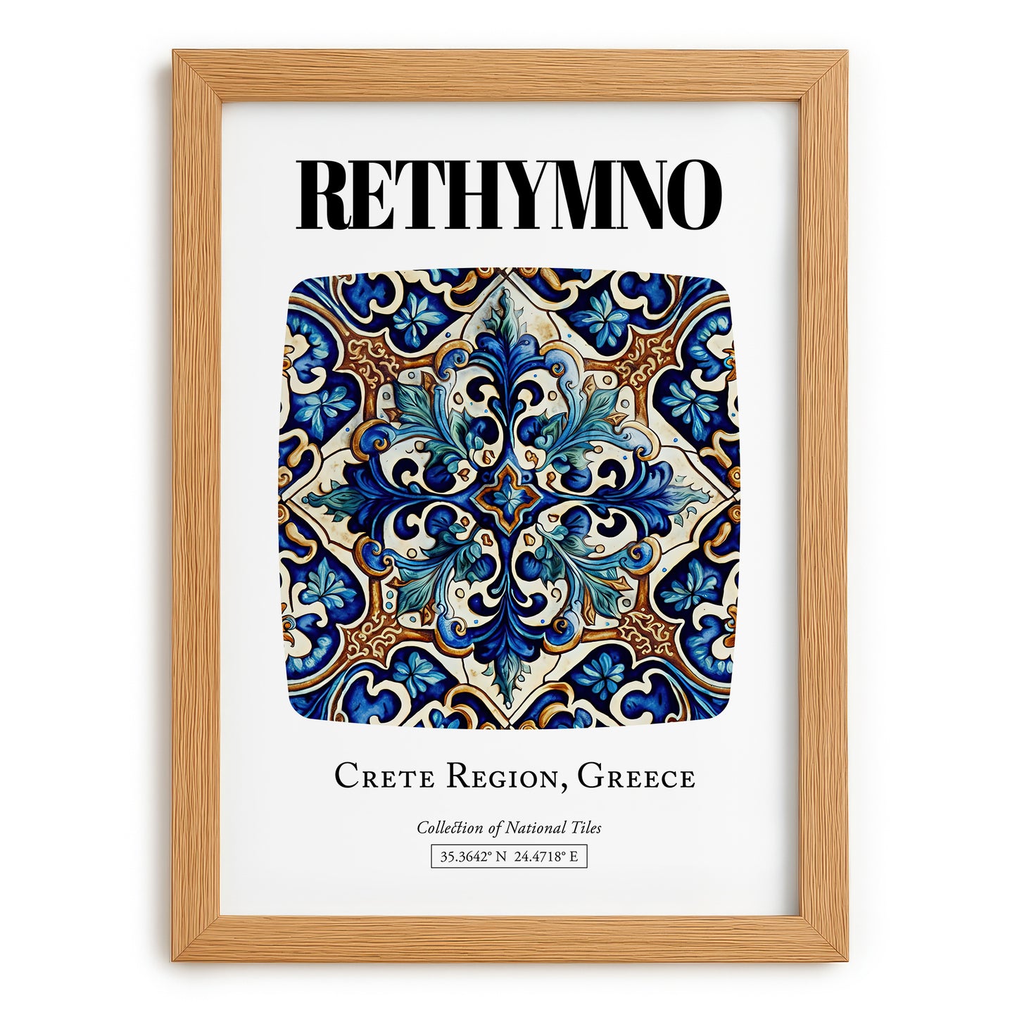 Rethymno, Greece – Travel Poster, set in oak frame