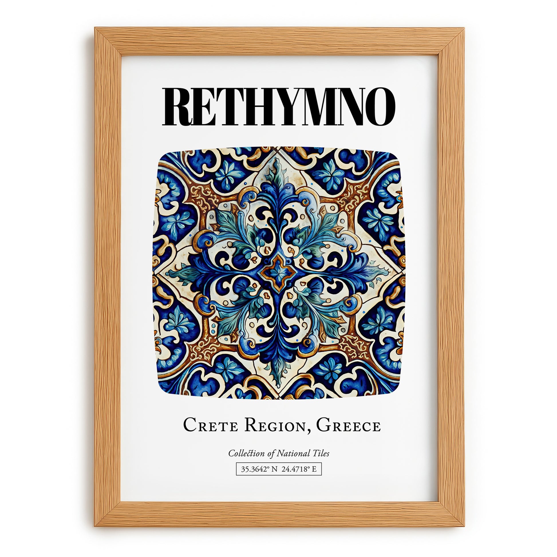 Rethymno, Greece – Travel Poster, set in oak frame