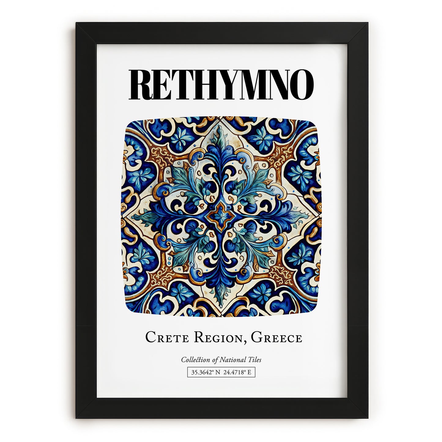 Rethymno, Greece – Travel Poster, in sleek black frame