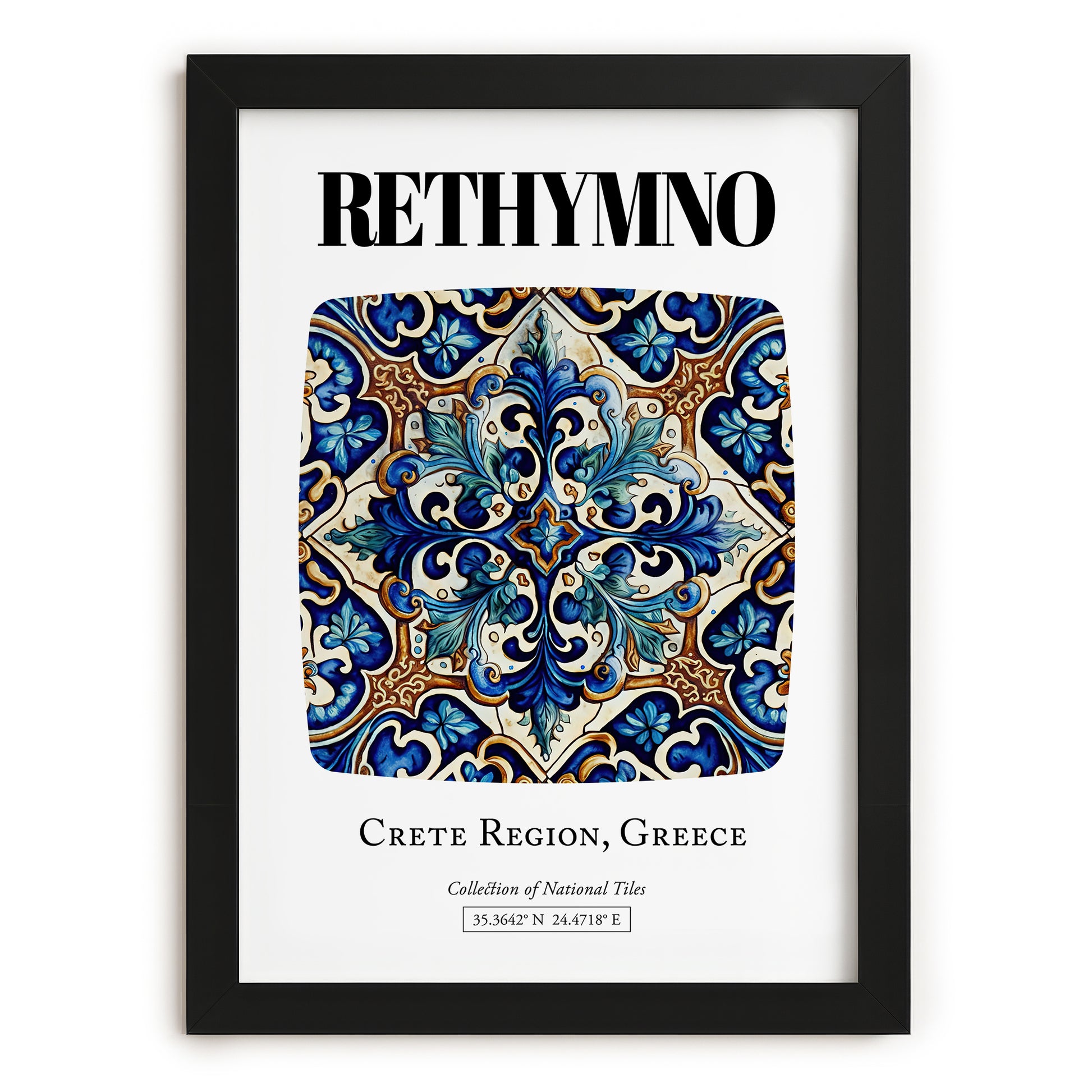 Rethymno, Greece – Travel Poster, in sleek black frame