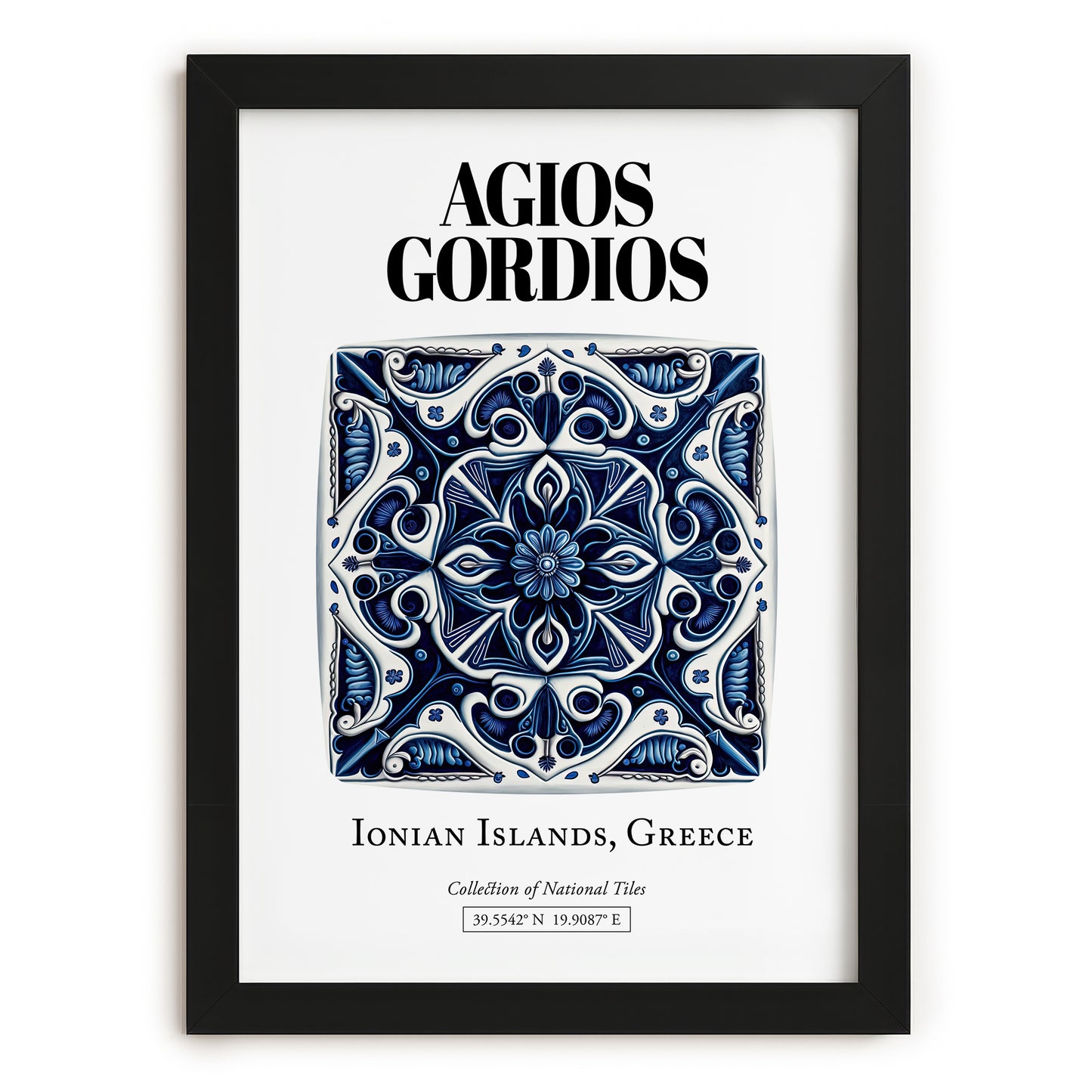 Agios Gordios, Greece – Away From Home Poster, in sleek black frame