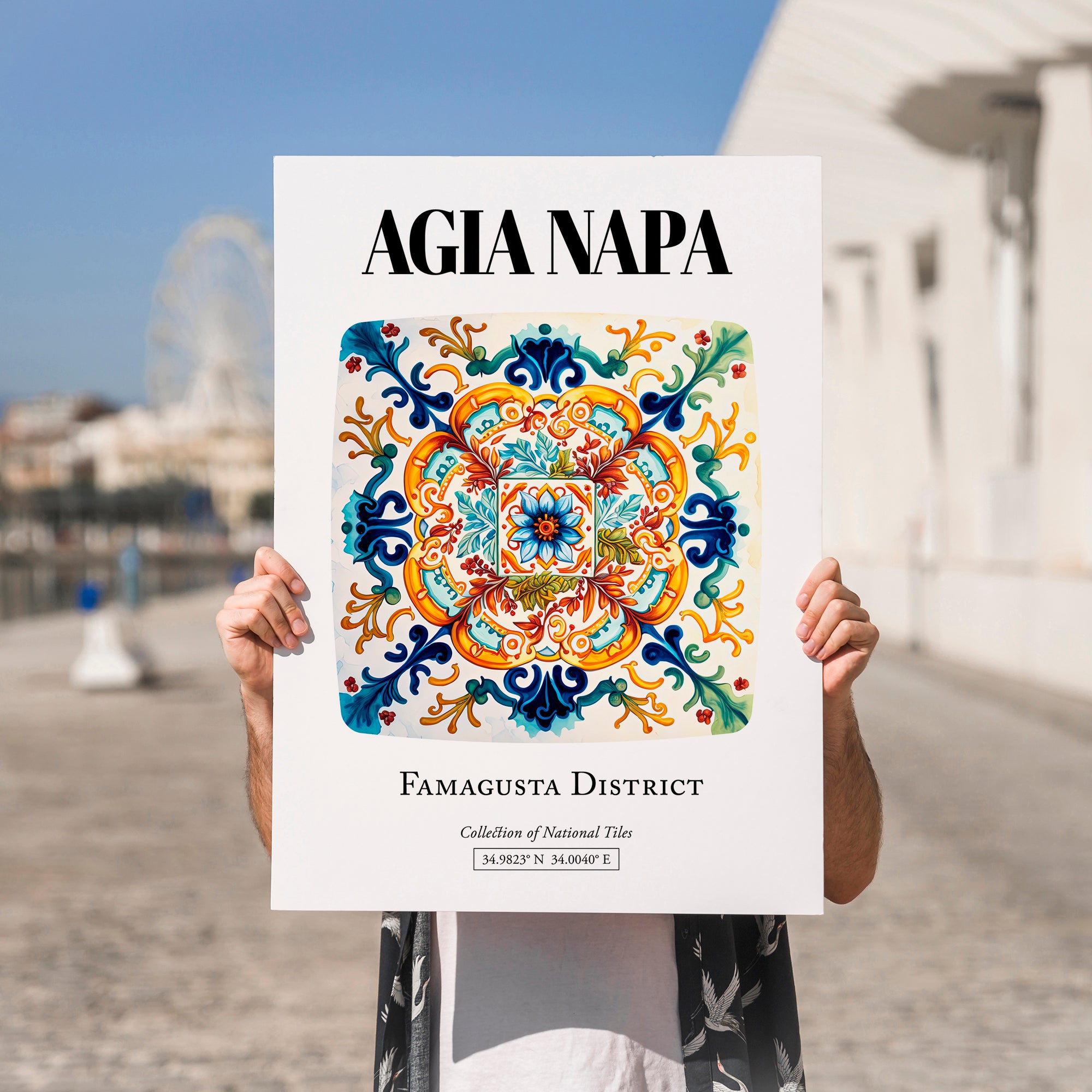 Agia Napa, Greece – Travel Poster, no-text version framed in wood