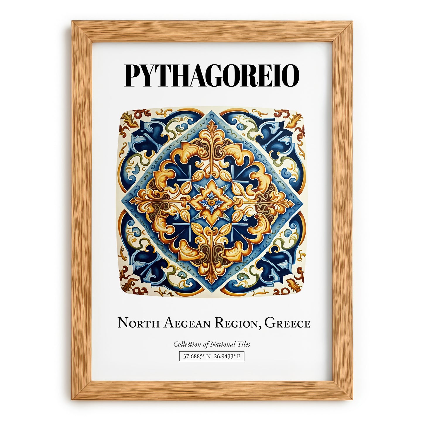 Pythagoreio, Greece – Travel Print, set in oak frame
