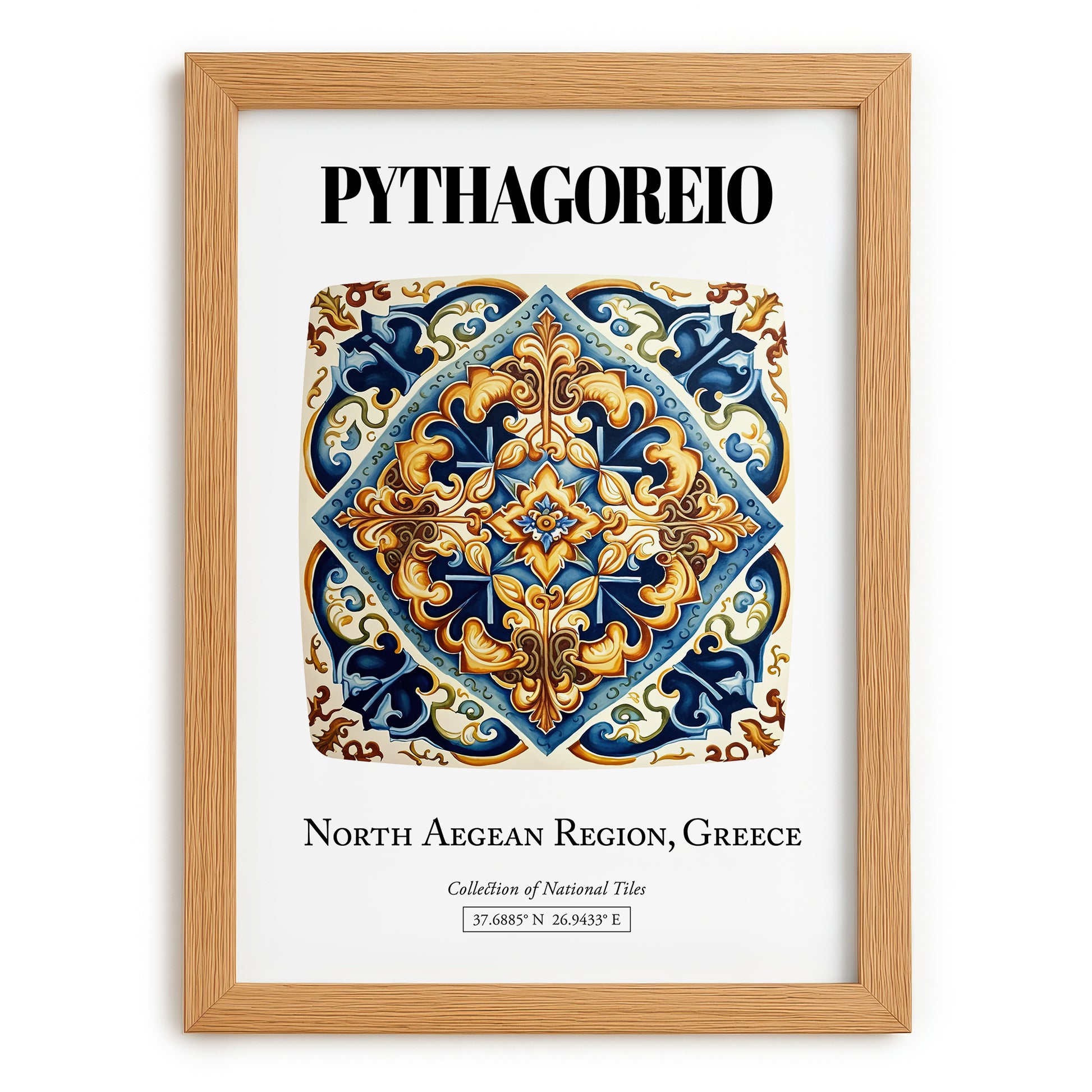 Pythagoreio, Greece – Travel Print, set in oak frame