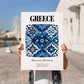 Greece, Hellenic Republic – Travel Print, no-text version framed in wood