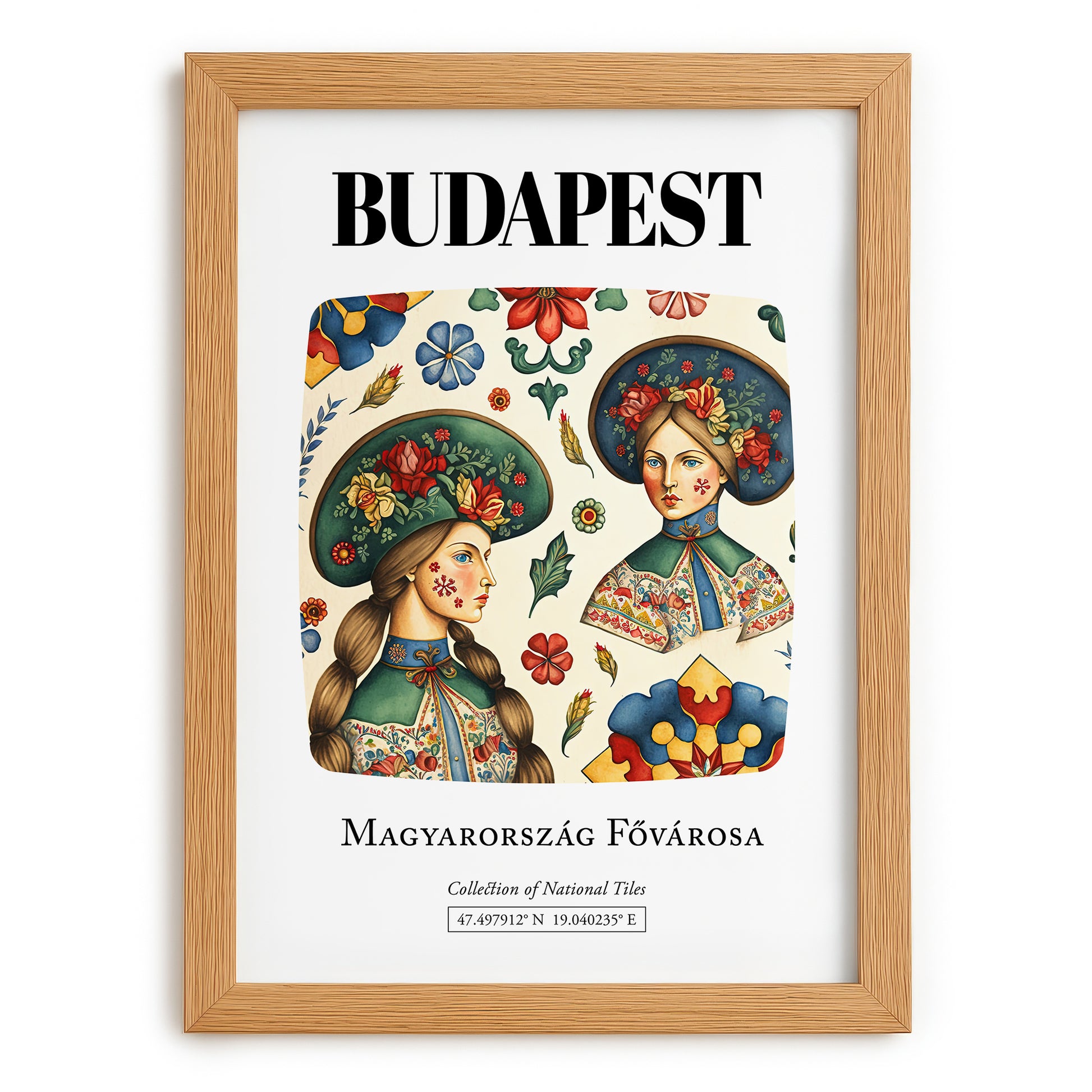 Budapest, Magyarország – Travel Wall Art, set in oak frame