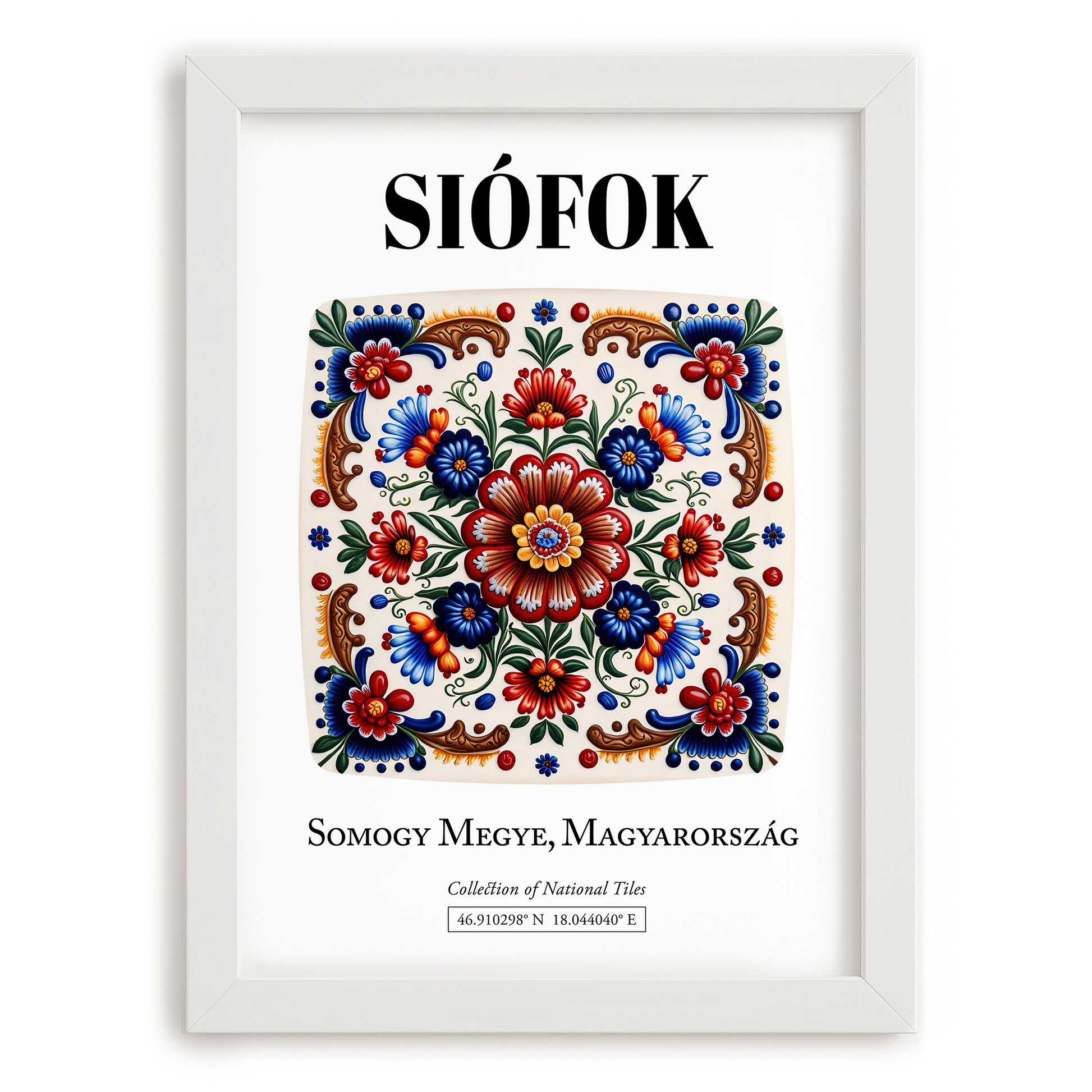 Siófok, Hungary – Travel Poster, placed in minimal white frame