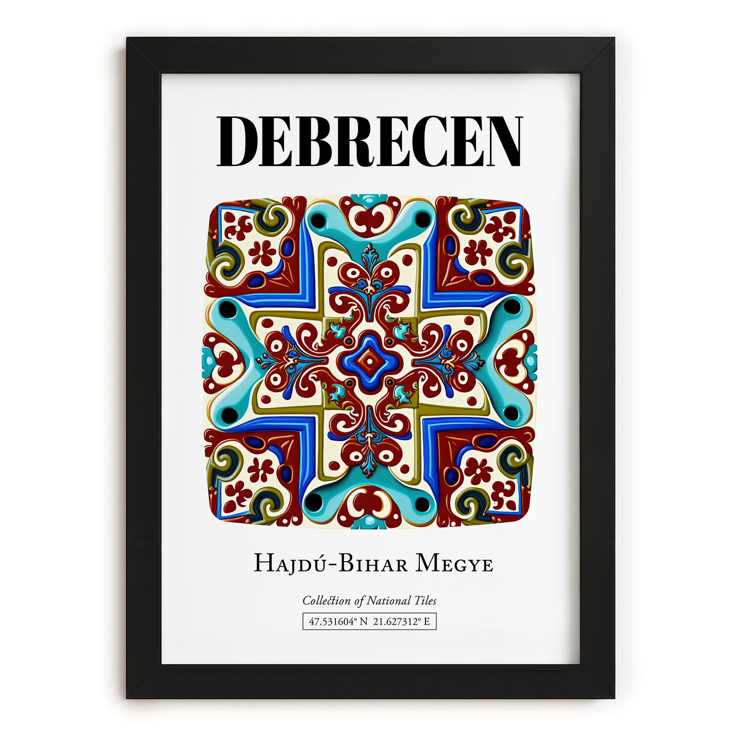 Debrecen, Hungary – Travel Poster, in sleek black frame