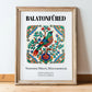 Balatonfüred, Hungary – Travel Poster, in wooden frame leaning on the floor