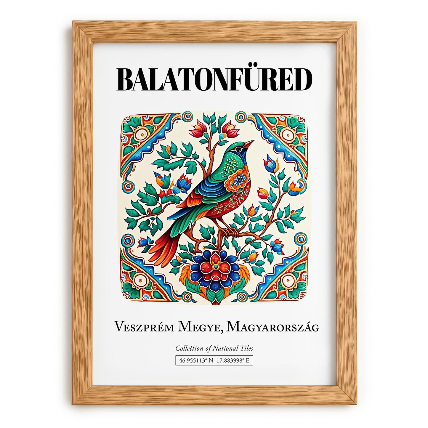 Balatonfüred, Hungary – Travel Poster, set in oak frame