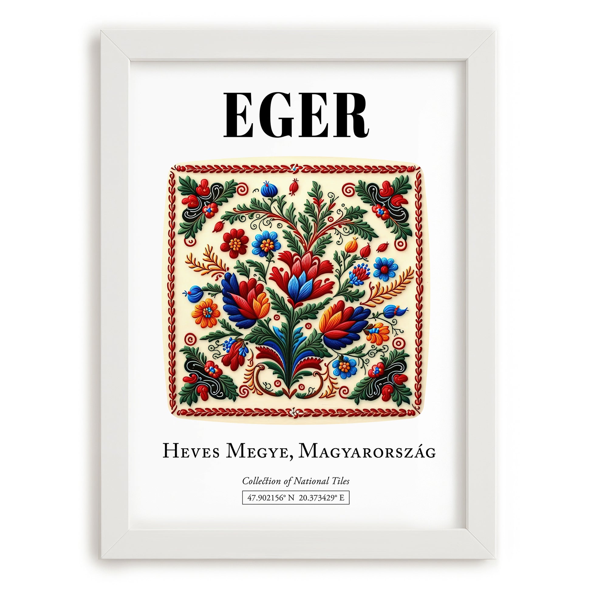 Eger, Hungary – Travel Print, placed in minimal white frame